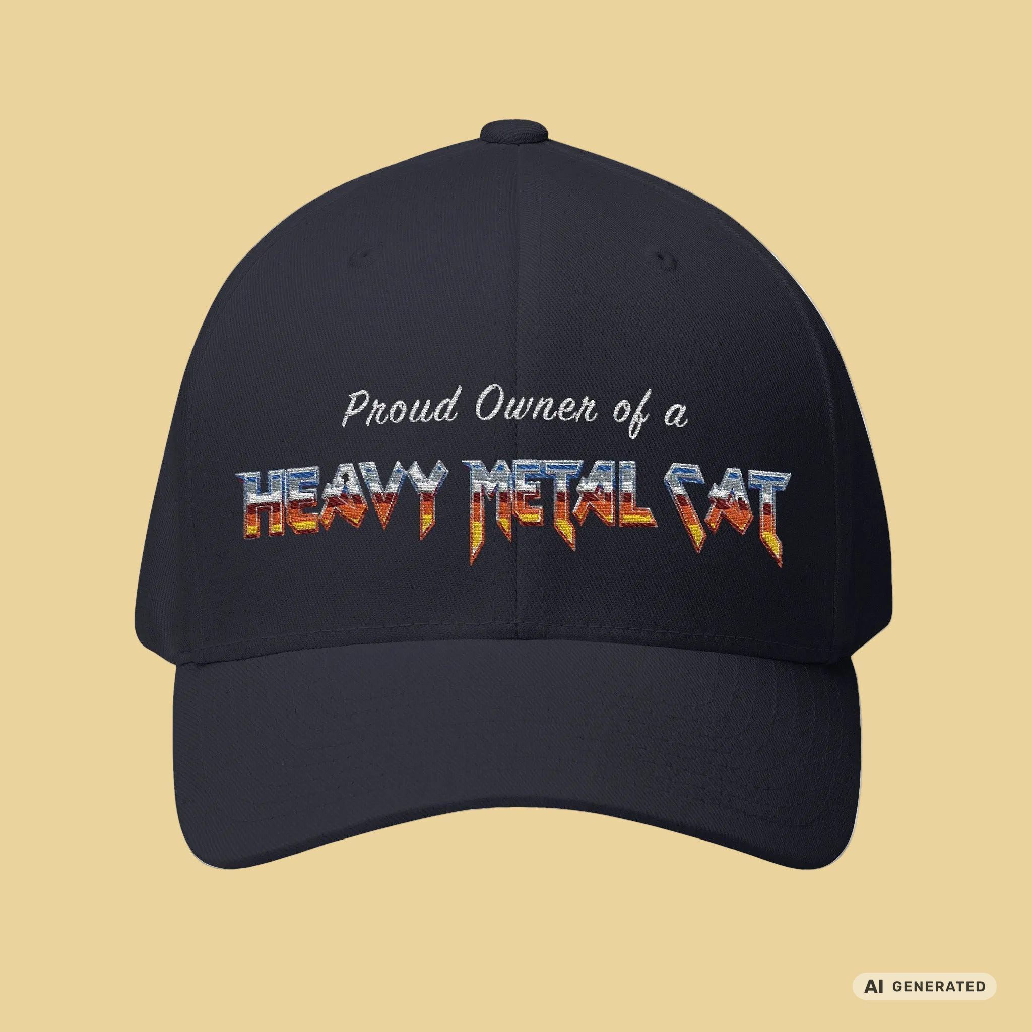 Heavy Metal Cat – Proud Owner Cap | Bestickte Flexfit Cap für Katzenfans, Metalheads & Rockfans - Sunbeamstore