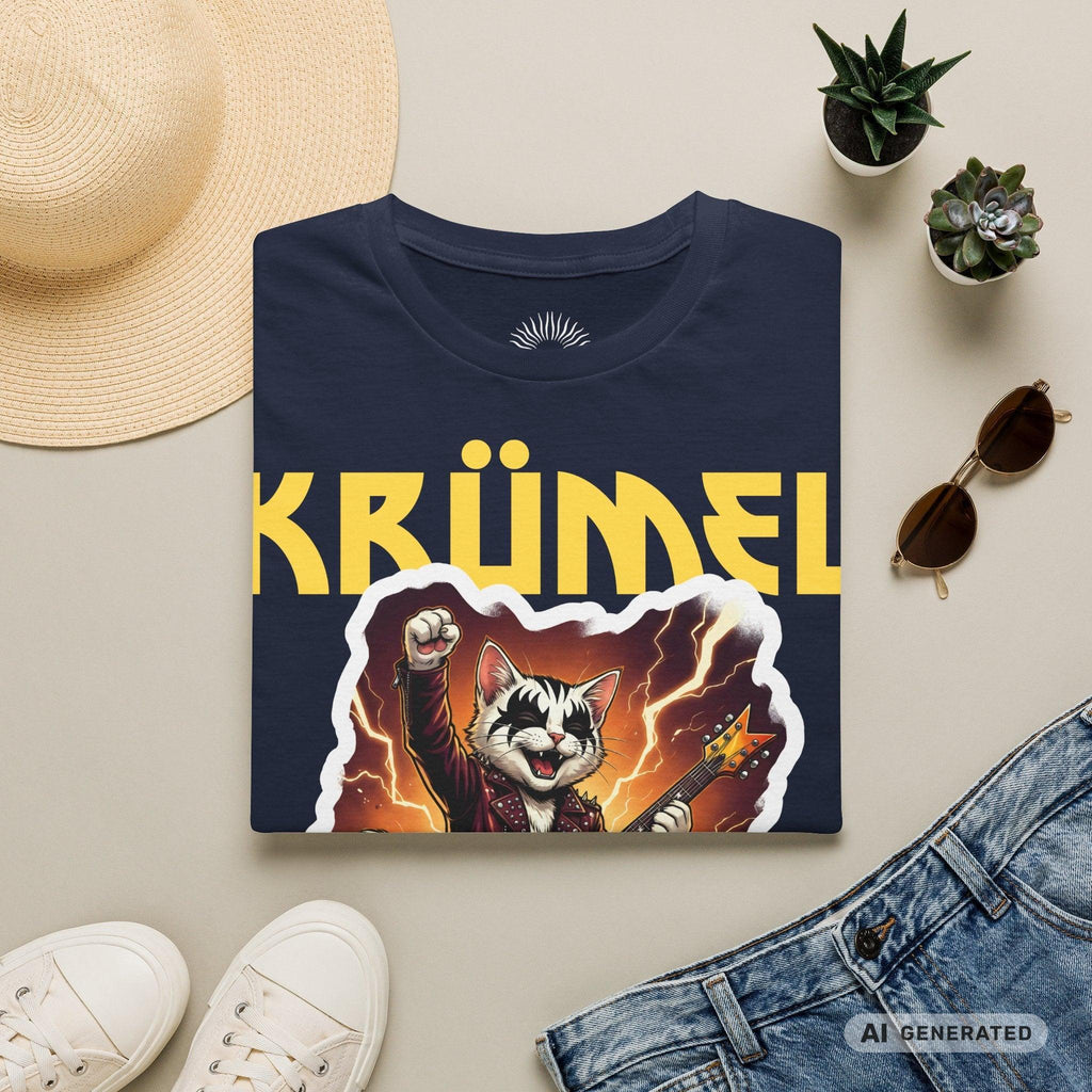 Personalisierbares Katzen Rocker T-Shirt mit Wunschname (bis 12 Zeichen) – Born to Rock – Gildan 64000 Unisex Shirt - Sunbeamstore