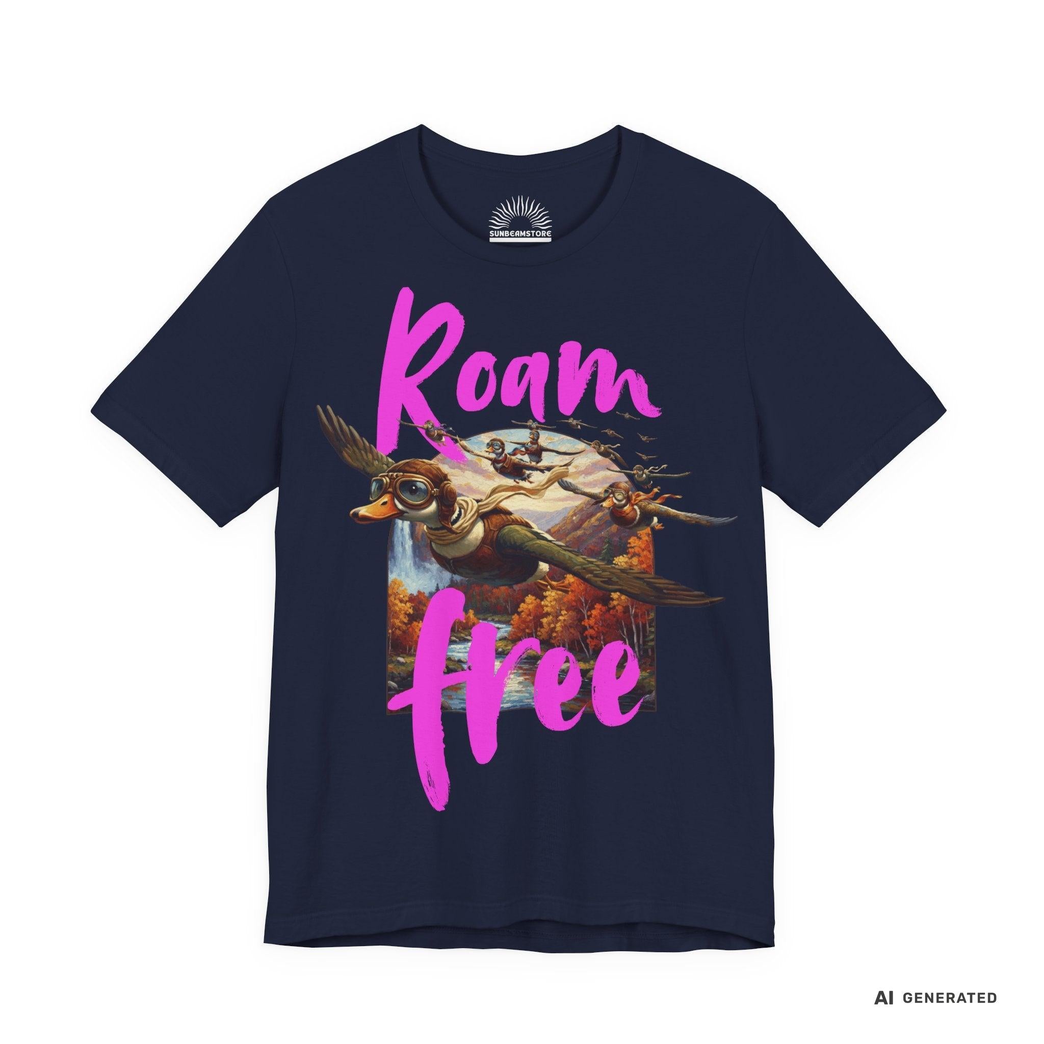 Roam Free – Aviator Ducks Art Shirt— Vintage Flying Duck Nature Shirt - Sunbeamstore
