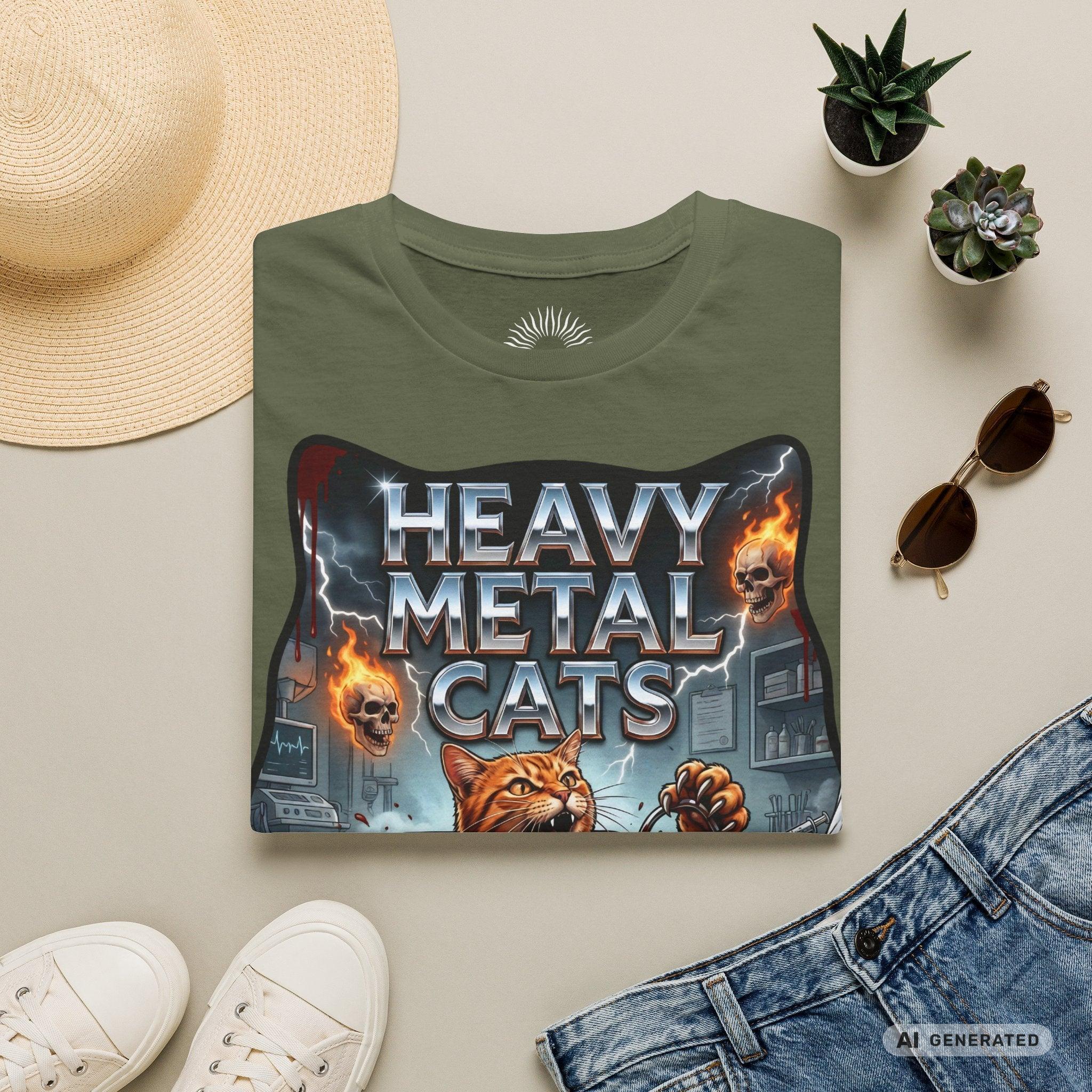 Heavy Metal Cats – Escape the Vet T-Shirt | Lustiges Katzen Metal Shirt | Gildan 64000 Unisex Rock & Heavy Metal Tee - Sunbeamstore