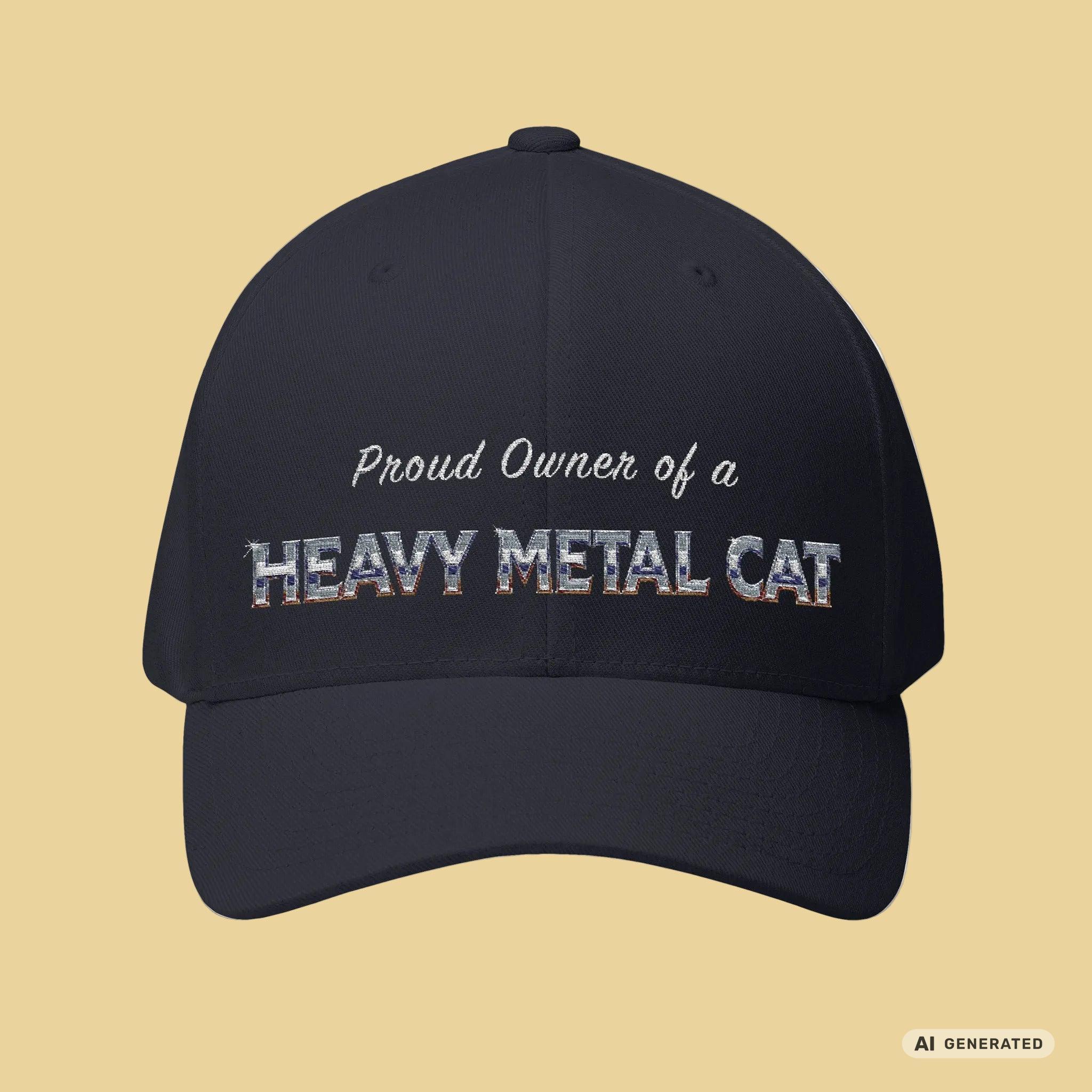 Heavy Metal Cat – Proud Owner Cap I Bestickte Flexfit Cap für Katzenfans, Metalheads & Rockfans - Sunbeamstore