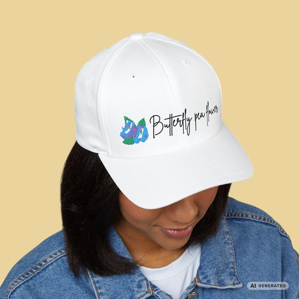 Butterfly Pea Flower Cap – Bestickte Botanical Baseball Cap – Florale Damen Cap