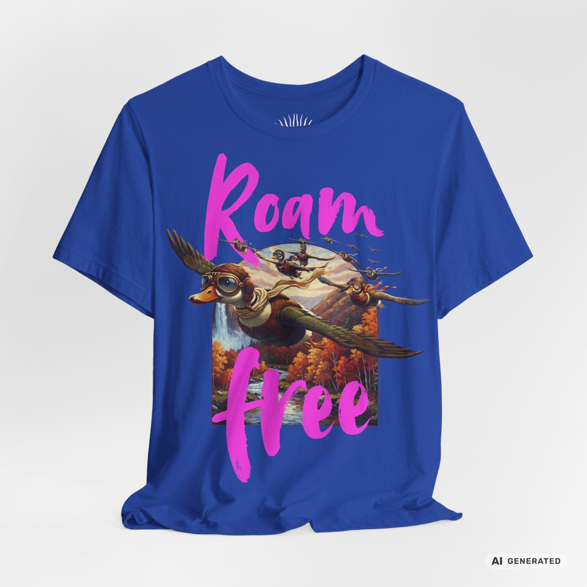 Roam Free – Aviator Ducks Art Shirt— Vintage Flying Duck Nature Shirt - Sunbeamstore