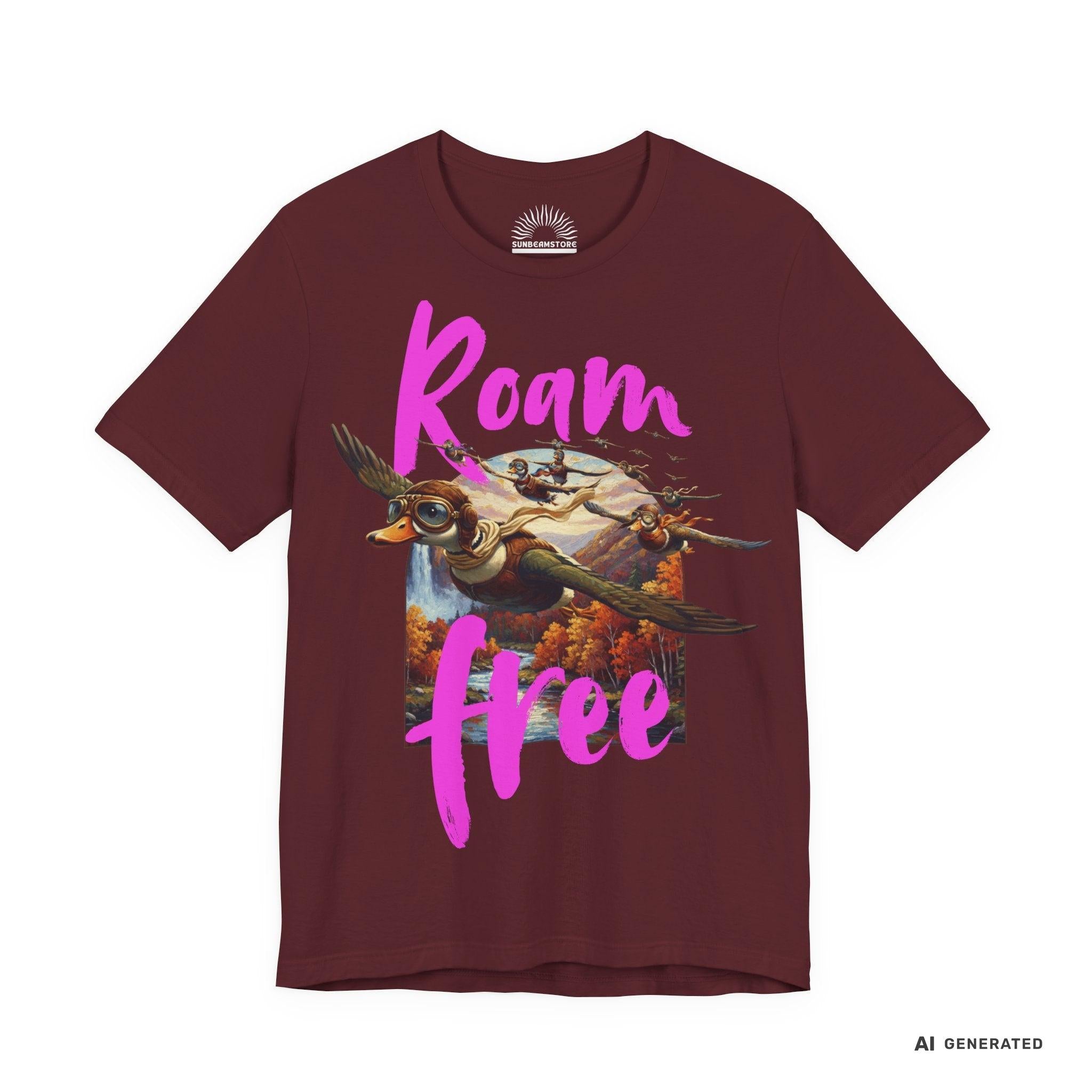 Roam Free – Aviator Ducks Art Shirt— Vintage Flying Duck Nature Shirt - Sunbeamstore
