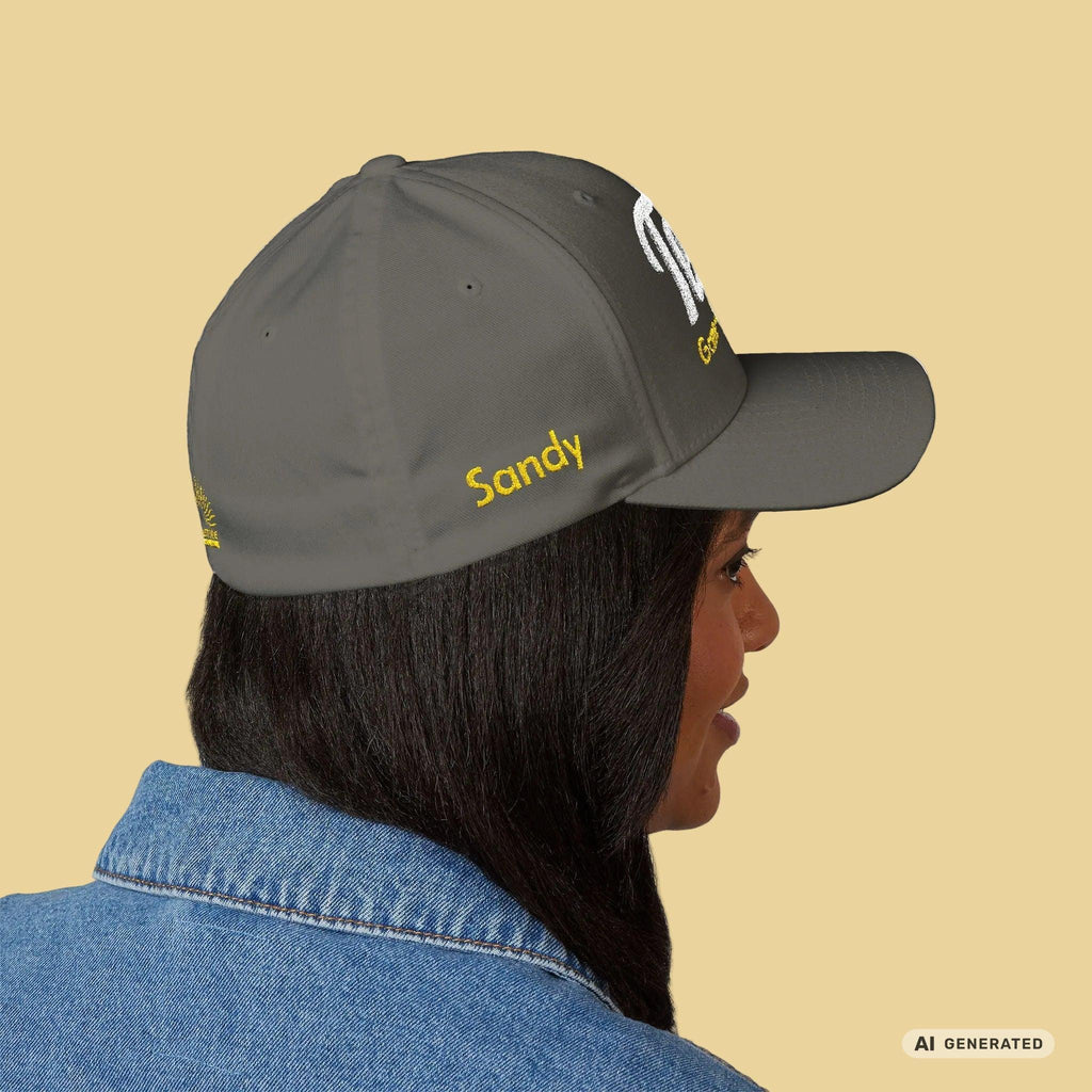 Bestickte Tennis Cap „Game – Set – Happiness“ – Personalisierbare Flexfit Baseball Cap für Tennisfans - Sunbeamstore