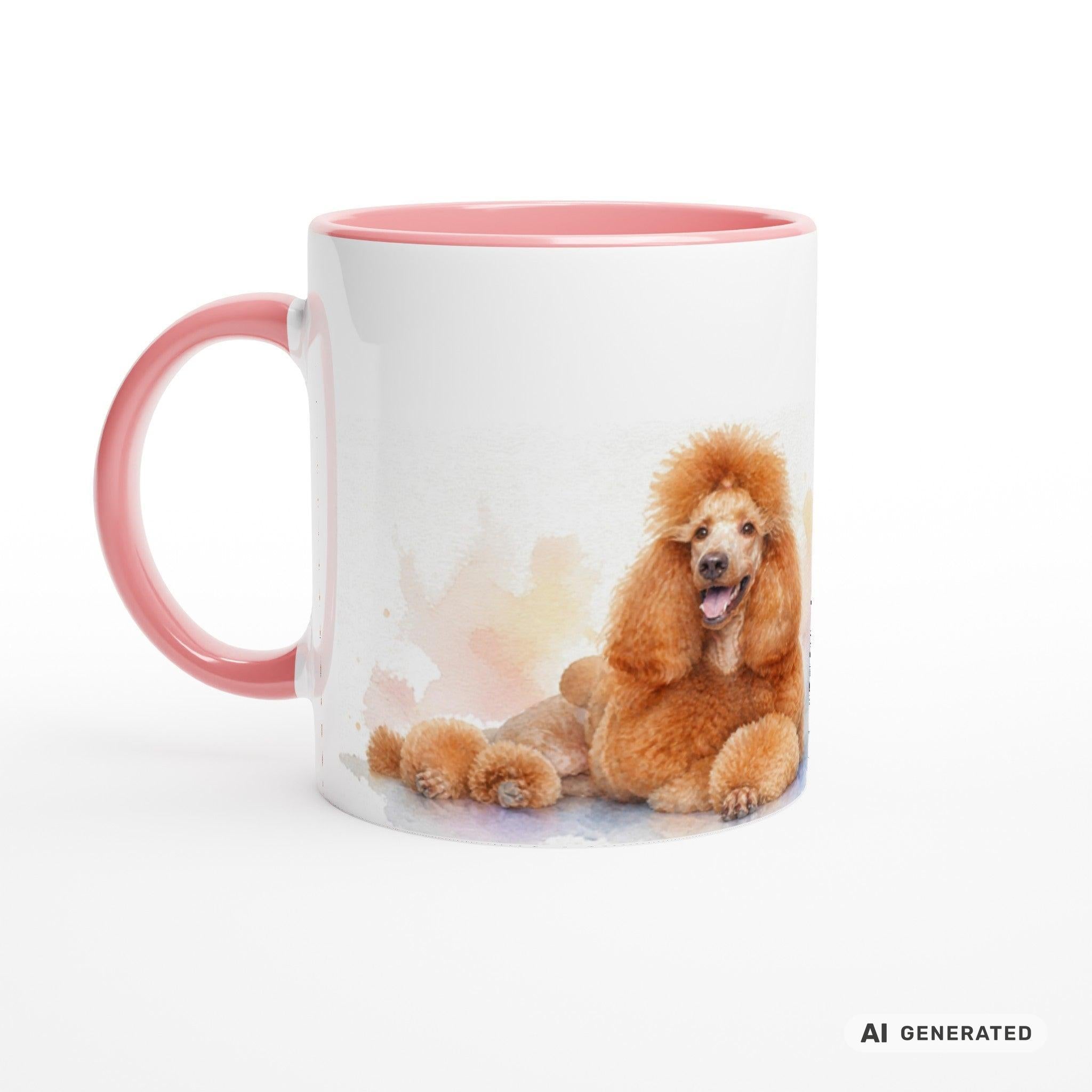Personalisierte Pudel Tasse 11oz – Aquarell Hundemotiv mit Namen | Geschenk für Pudel Besitzer | Keramiktasse mit Farbwahl - Sunbeamstore
