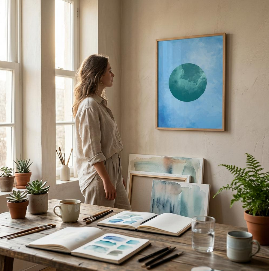 Into the blue (Part 1 von 3)   Premium Wooden Framed Poster With Premium Semi-Glossy Paper 70x100 cm / 28x40″