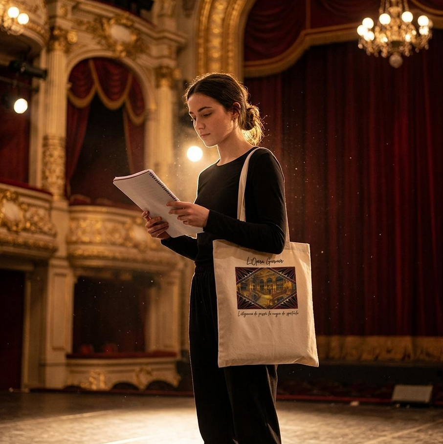 Stofftasche Paris Oper – Opéra Garnier Kunstmotiv, eleganter Jutebeutel, Architektur Tote Bag