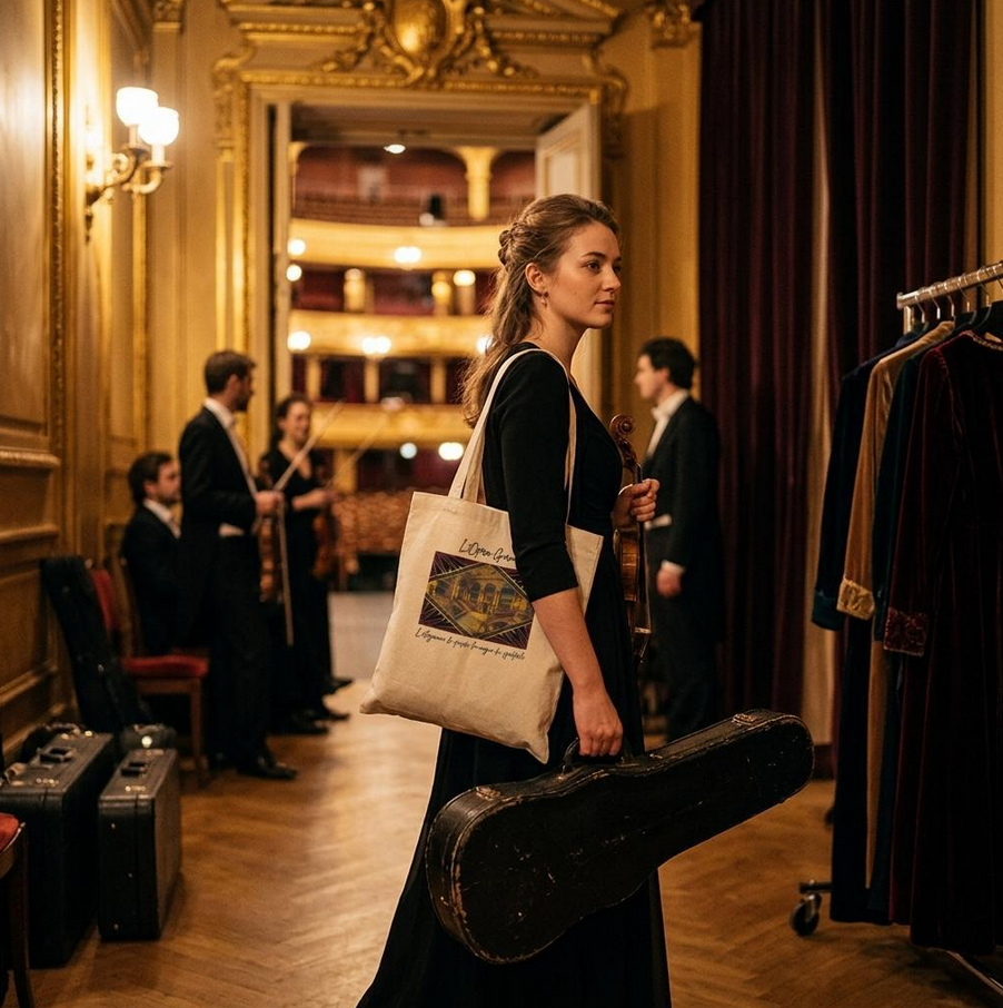 Stofftasche Paris Oper – Opéra Garnier Kunstmotiv, eleganter Jutebeutel, Architektur Tote Bag
