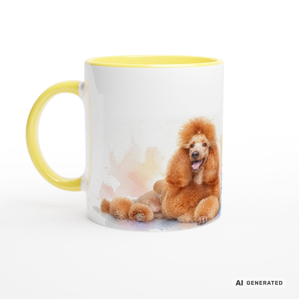 Personalisierte Pudel Tasse 11oz – Aquarell Hundemotiv mit Namen | Geschenk für Pudel Besitzer | Keramiktasse mit Farbwahl - Sunbeamstore