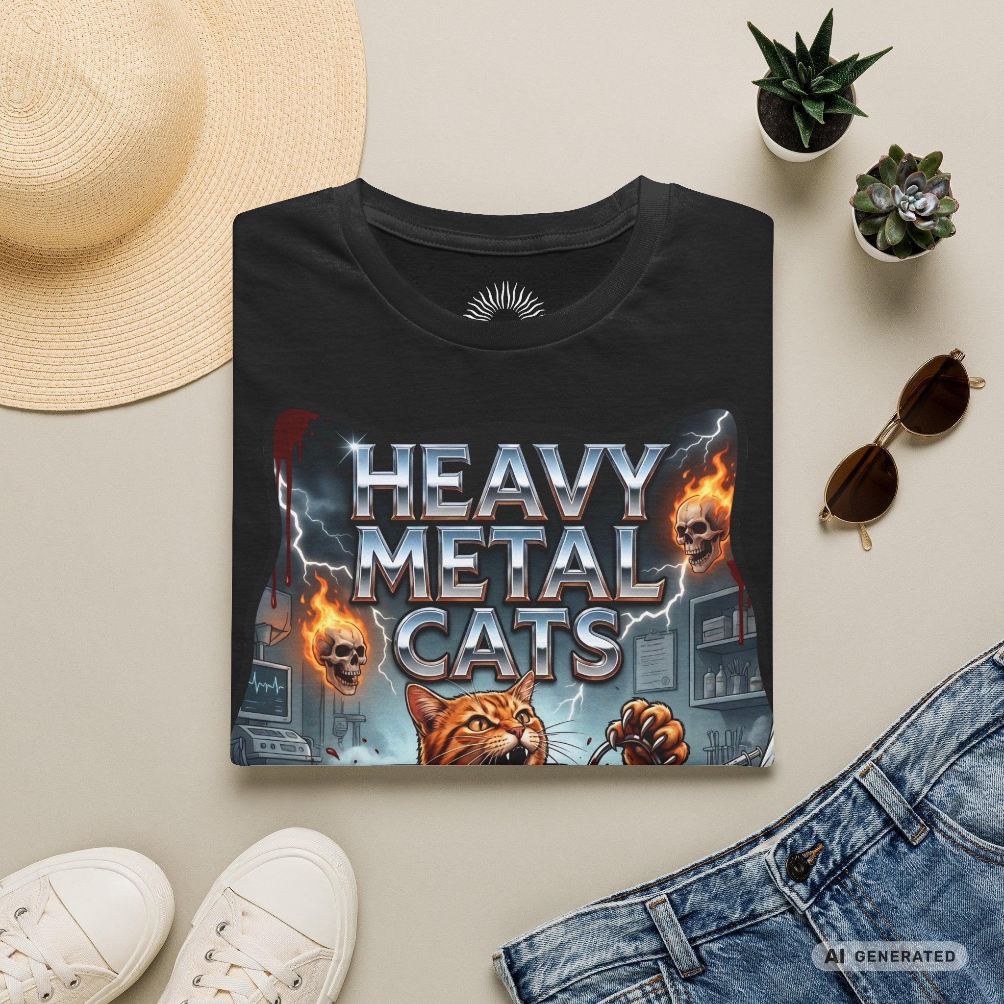 Heavy Metal Cats – Escape the Vet T-Shirt | Lustiges Katzen Metal Shirt | Gildan 64000 Unisex Rock & Heavy Metal Tee - Sunbeamstore