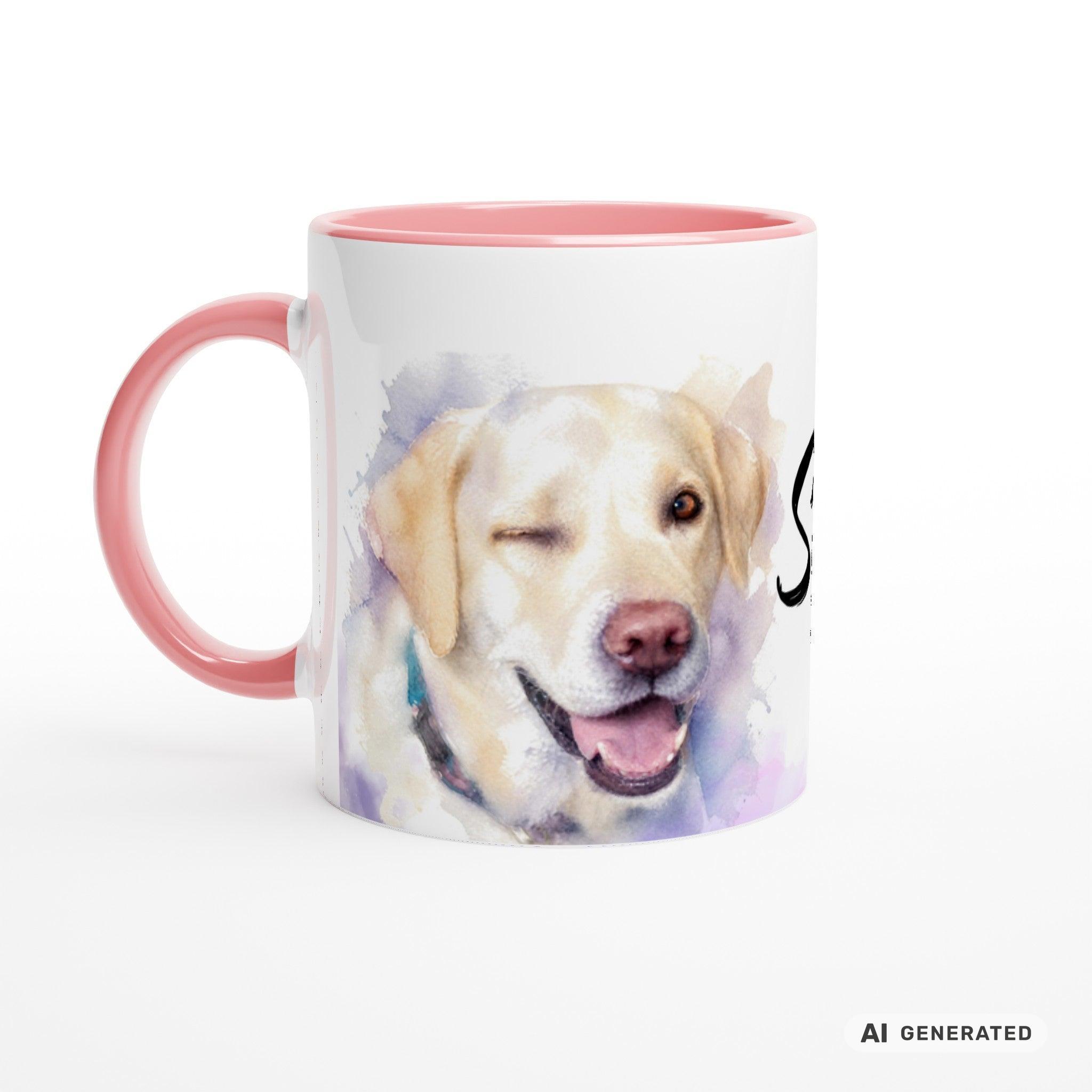 Personalisierte Labrador Retriever Tasse 11oz – Aquarell Hundemotiv mit Namen | Geschenk für Labrador Retriever Besitzer | Keramiktasse mit Farbwahl - Sunbeamstore