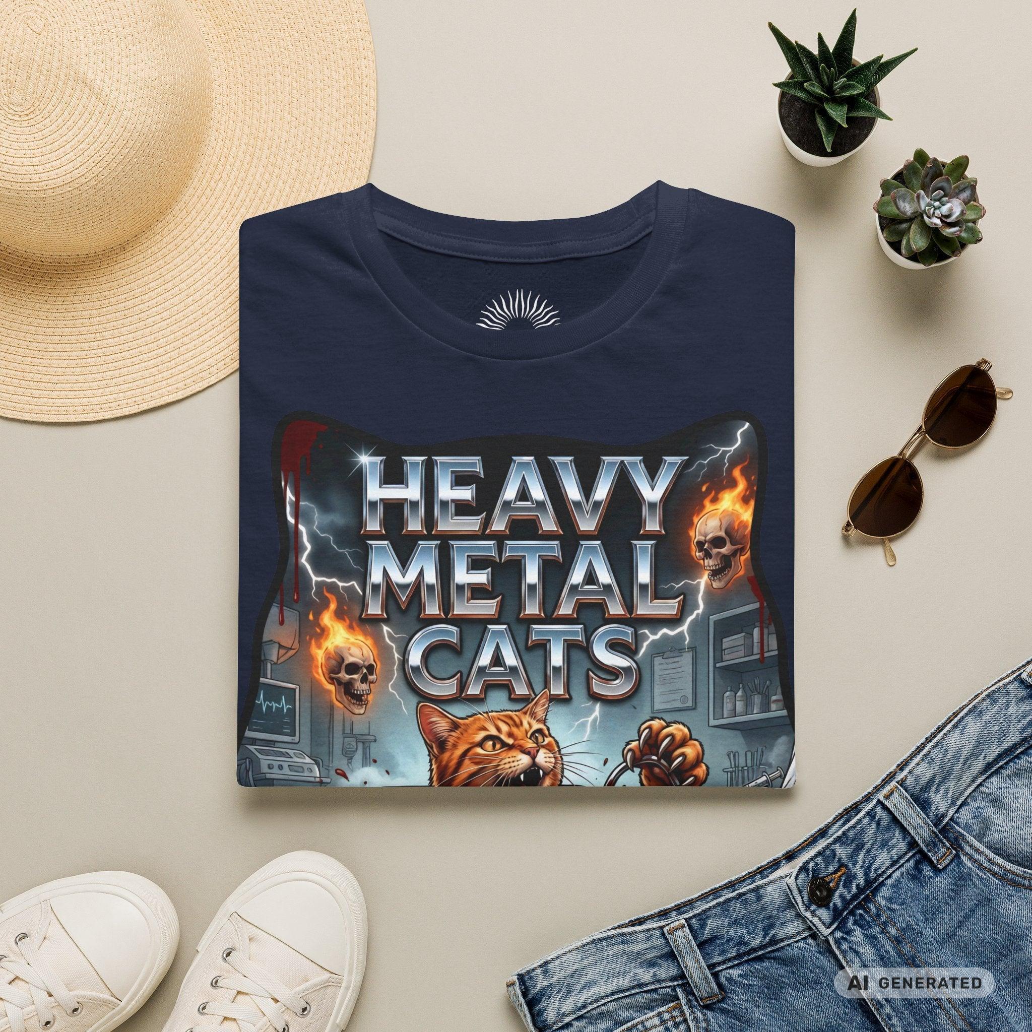 Heavy Metal Cats – Escape the Vet T-Shirt | Lustiges Katzen Metal Shirt | Gildan 64000 Unisex Rock & Heavy Metal Tee - Sunbeamstore