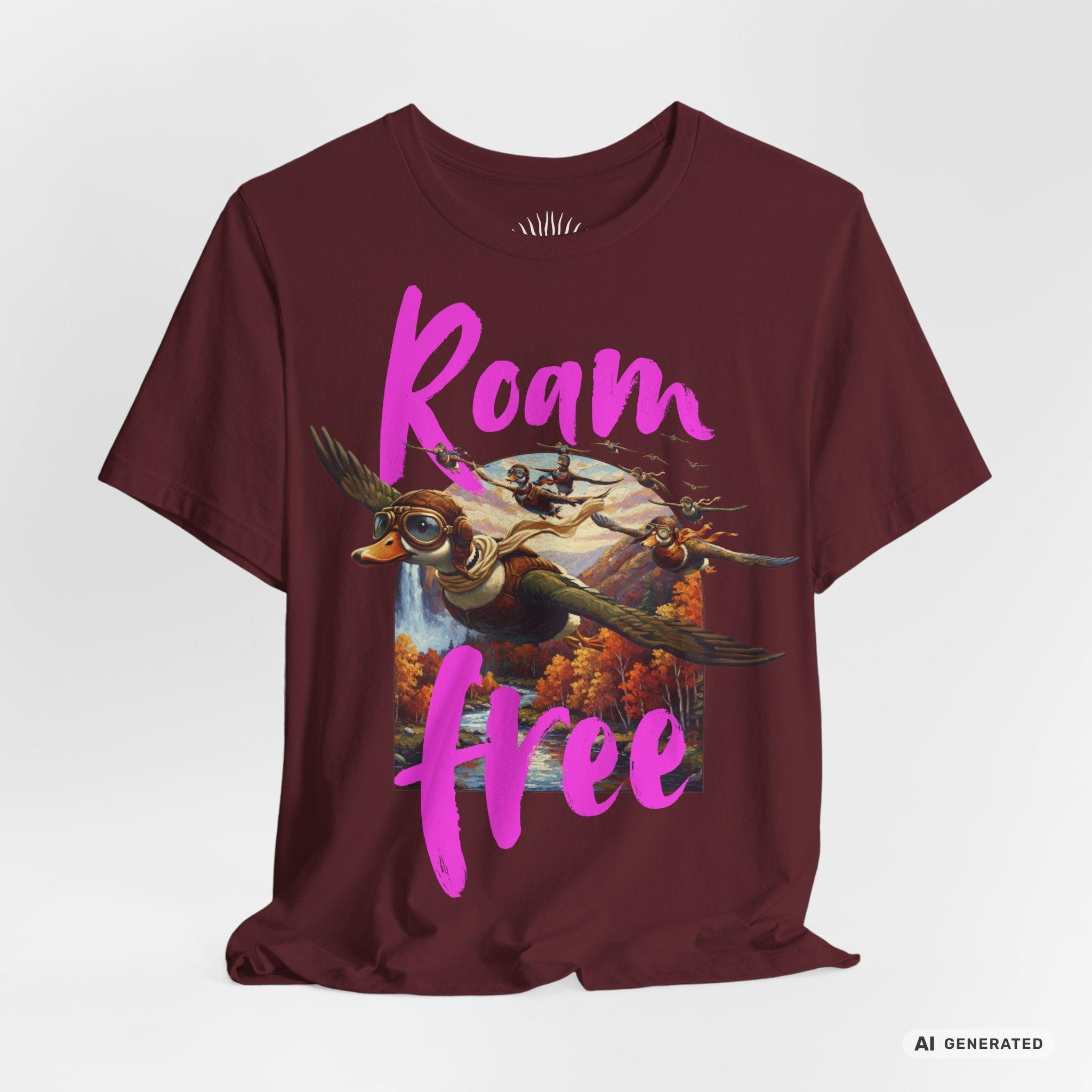 Roam Free – Aviator Ducks Art Shirt— Vintage Flying Duck Nature Shirt - Sunbeamstore