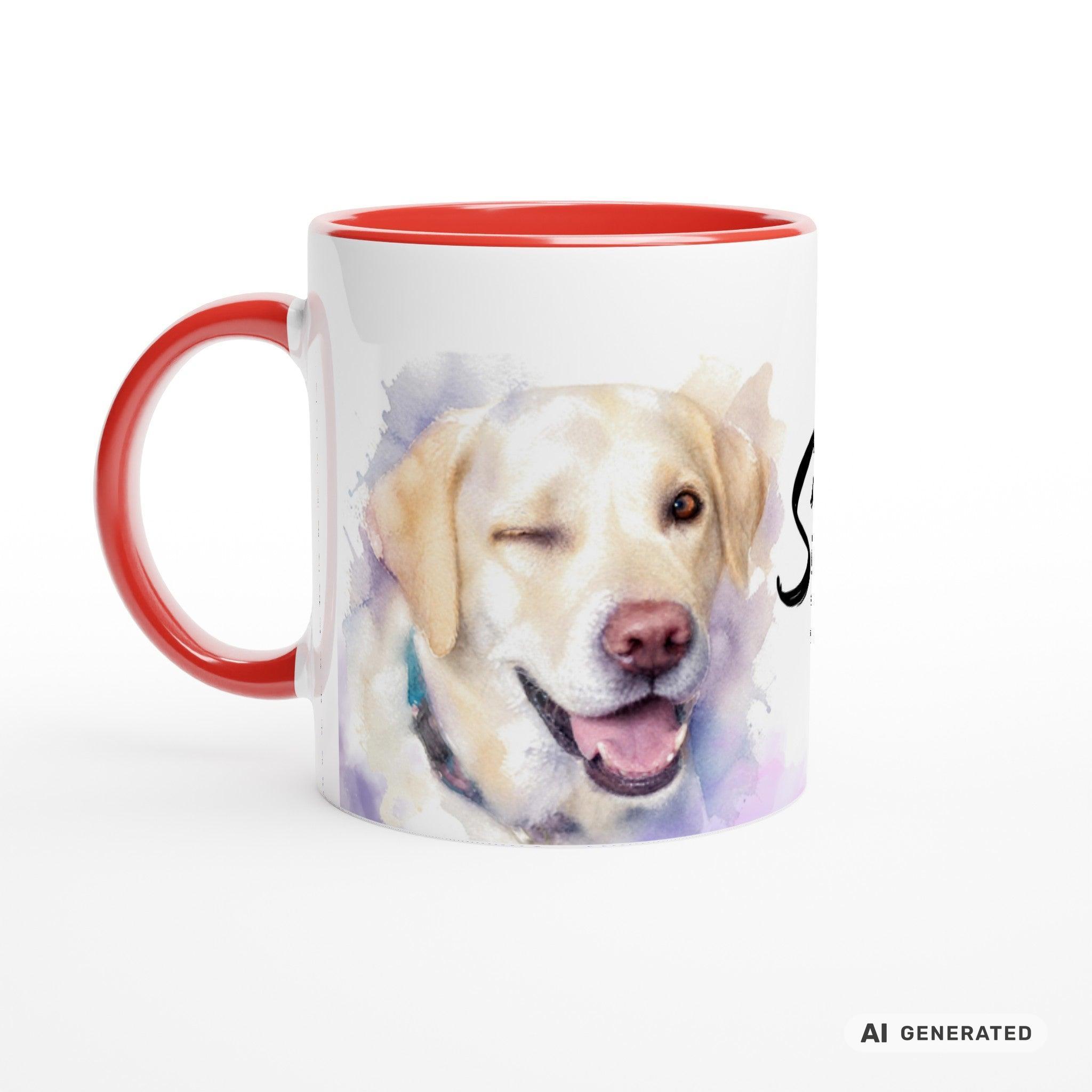 Personalisierte Labrador Retriever Tasse 11oz – Aquarell Hundemotiv mit Namen | Geschenk für Labrador Retriever Besitzer | Keramiktasse mit Farbwahl - Sunbeamstore