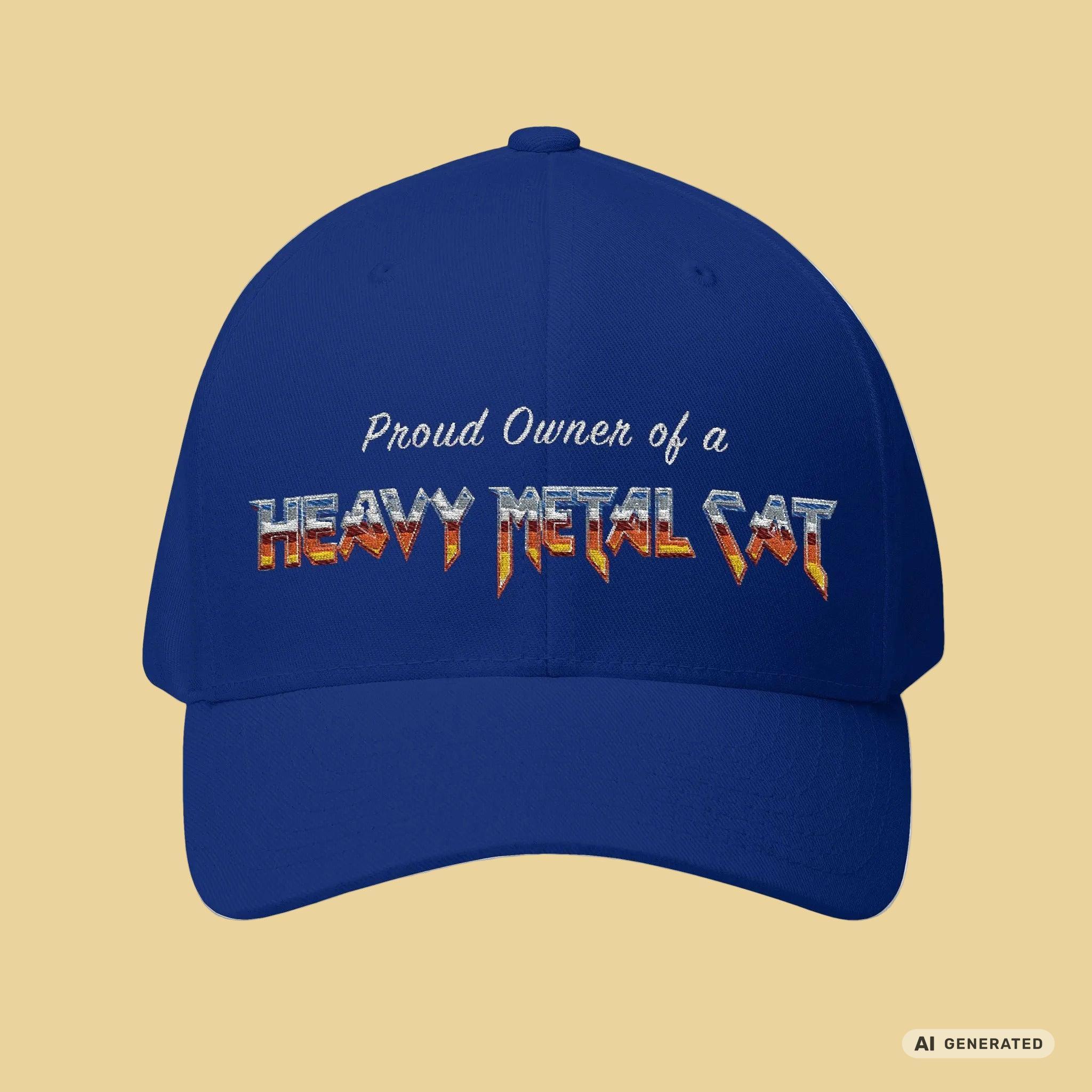 Heavy Metal Cat – Proud Owner Cap | Bestickte Flexfit Cap für Katzenfans, Metalheads & Rockfans - Sunbeamstore
