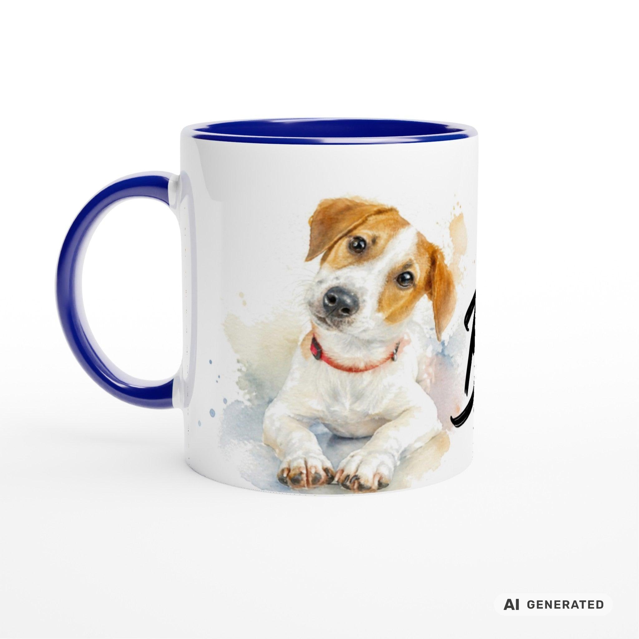 Personalisierte Jack Russell Terrier Tasse 11oz – Aquarell Hundemotiv mit Namen | Geschenk für Jack Russell Terrier Besitzer | Keramiktasse mit Farbwahl - Sunbeamstore