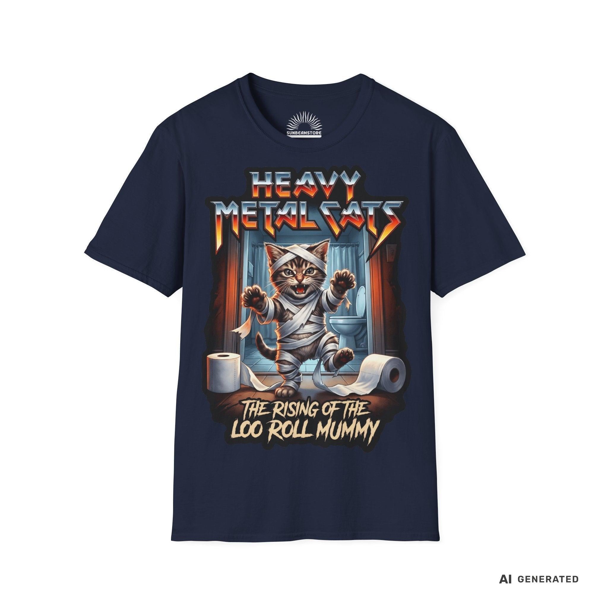Heavy Metal Cats – The Rising of the Loo Roll Mummy T-Shirt | Funny Cat Metal Shirt | Gildan 64000 Unisex Tee - Sunbeamstore