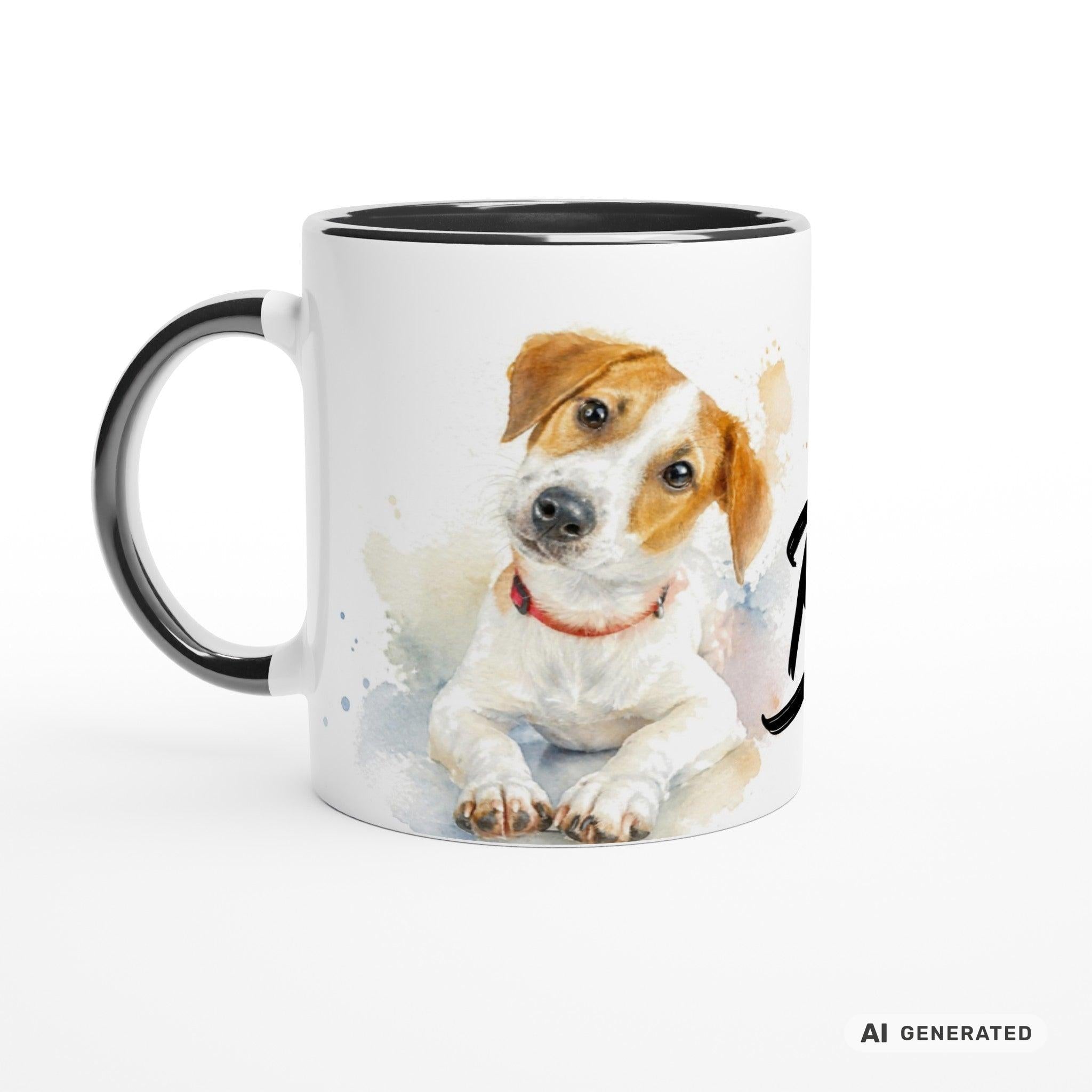Personalisierte Jack Russell Terrier Tasse 11oz – Aquarell Hundemotiv mit Namen | Geschenk für Jack Russell Terrier Besitzer | Keramiktasse mit Farbwahl - Sunbeamstore