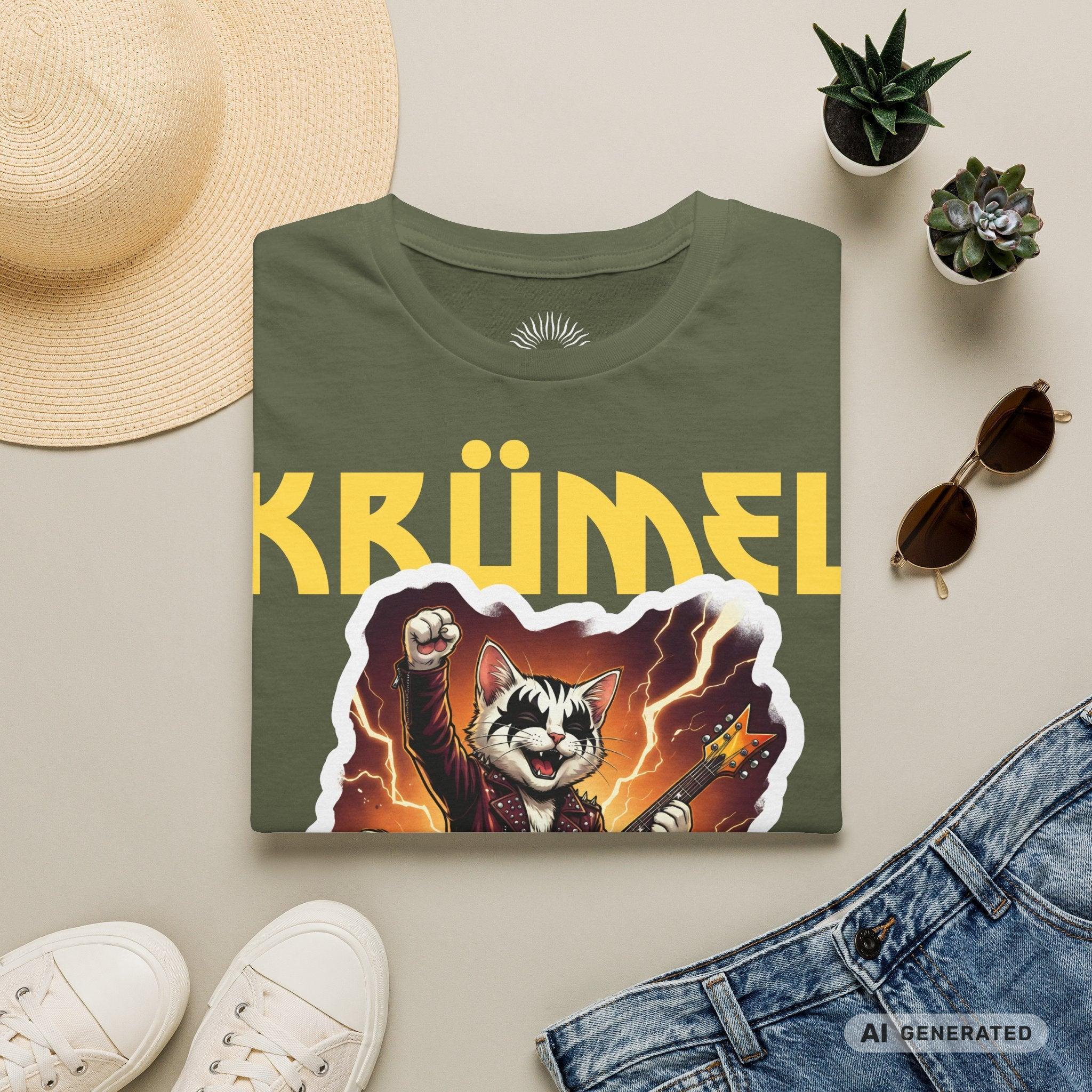 Personalisierbares Katzen Rocker T-Shirt mit Wunschname (bis 12 Zeichen) – Born to Rock – Gildan 64000 Unisex Shirt - Sunbeamstore