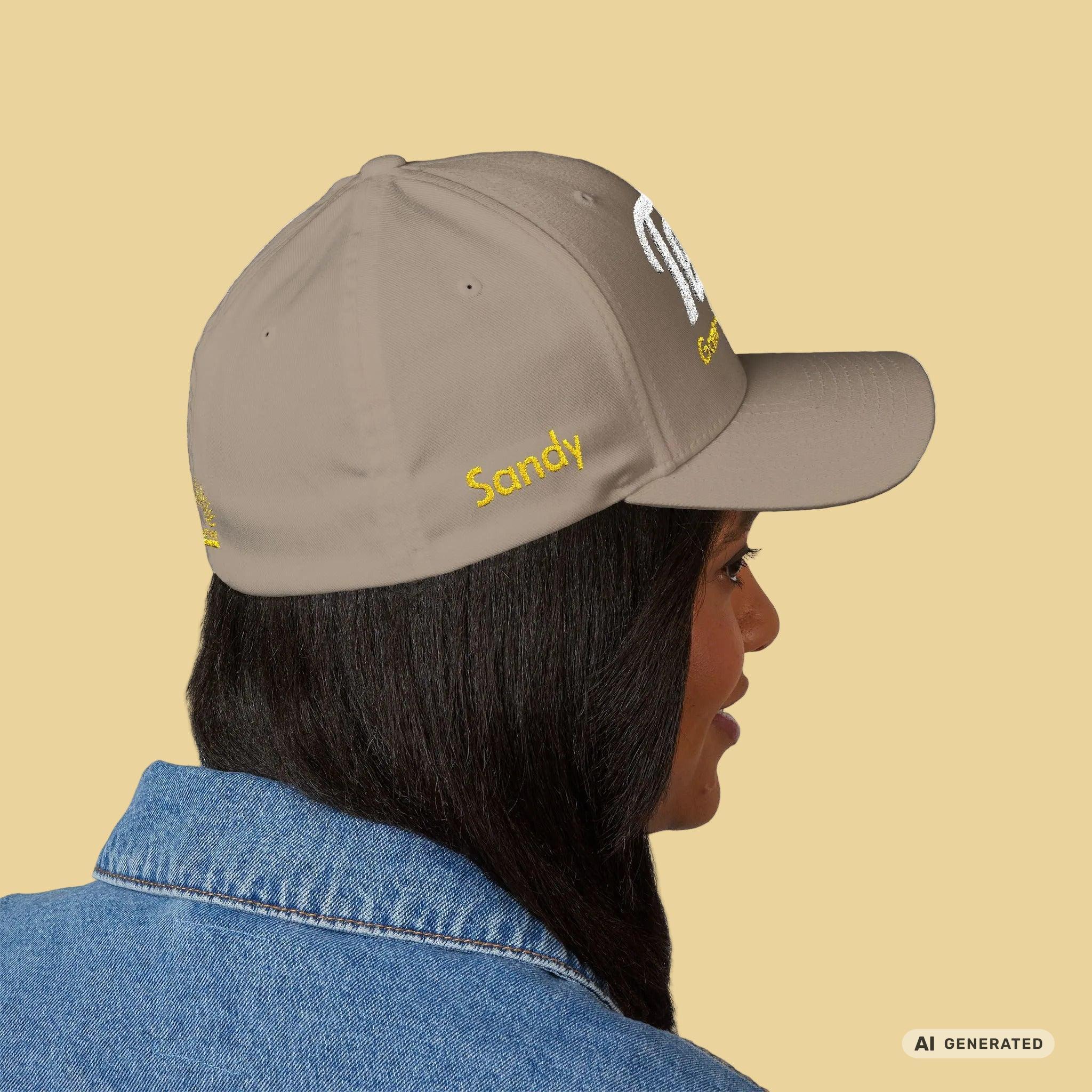 Bestickte Tennis Cap „Game – Set – Happiness“ – Personalisierbare Flexfit Baseball Cap für Tennisfans - Sunbeamstore