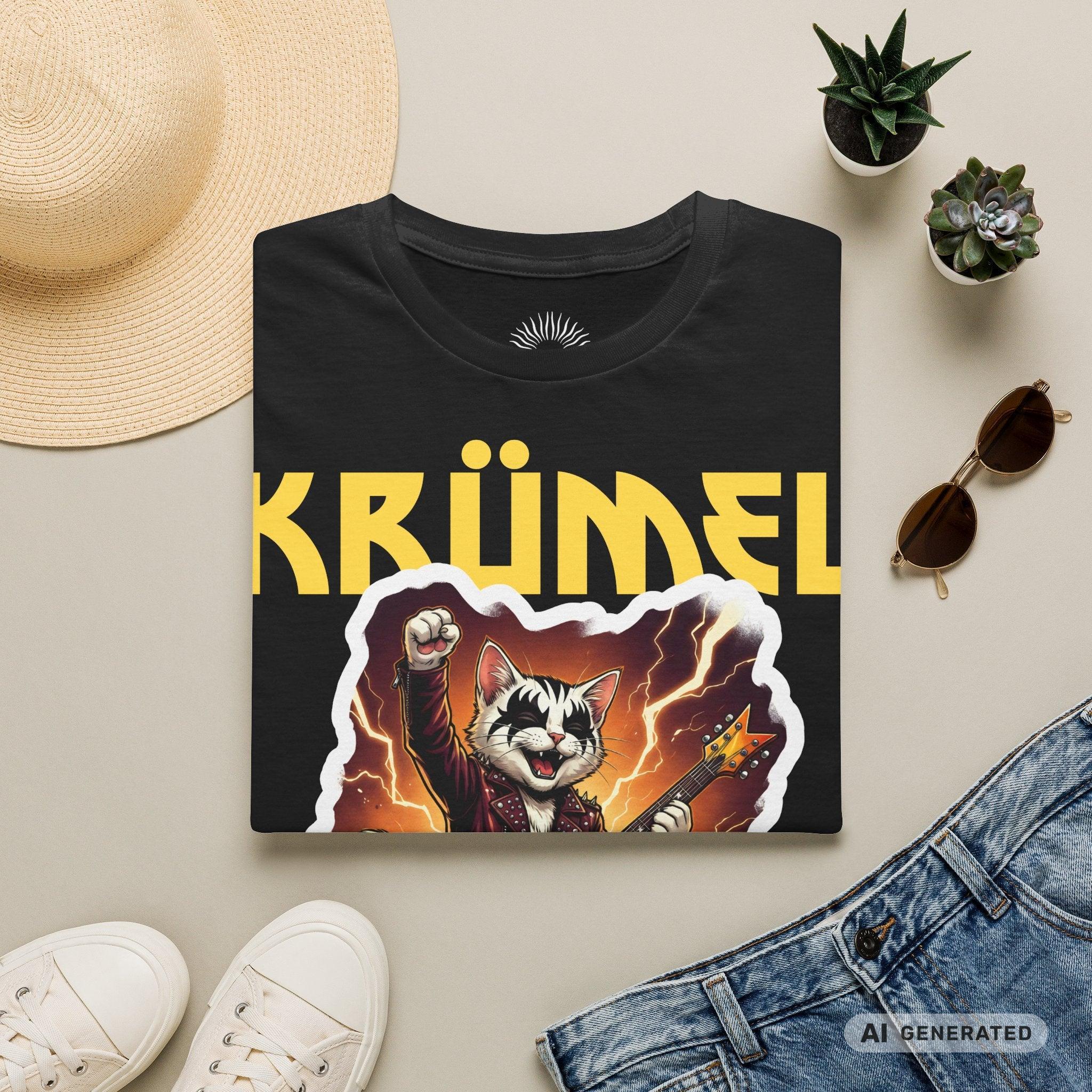 Personalisierbares Katzen Rocker T-Shirt mit Wunschname (bis 12 Zeichen) – Born to Rock – Gildan 64000 Unisex Shirt - Sunbeamstore