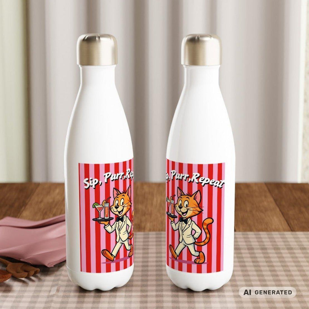🐱💧 Katzen Trinkflasche "Sip, Purr, Repeat" | Isolierflasche 500 ml | Lustiges Geschenk für Katzenliebhaber - Sunbeamstore