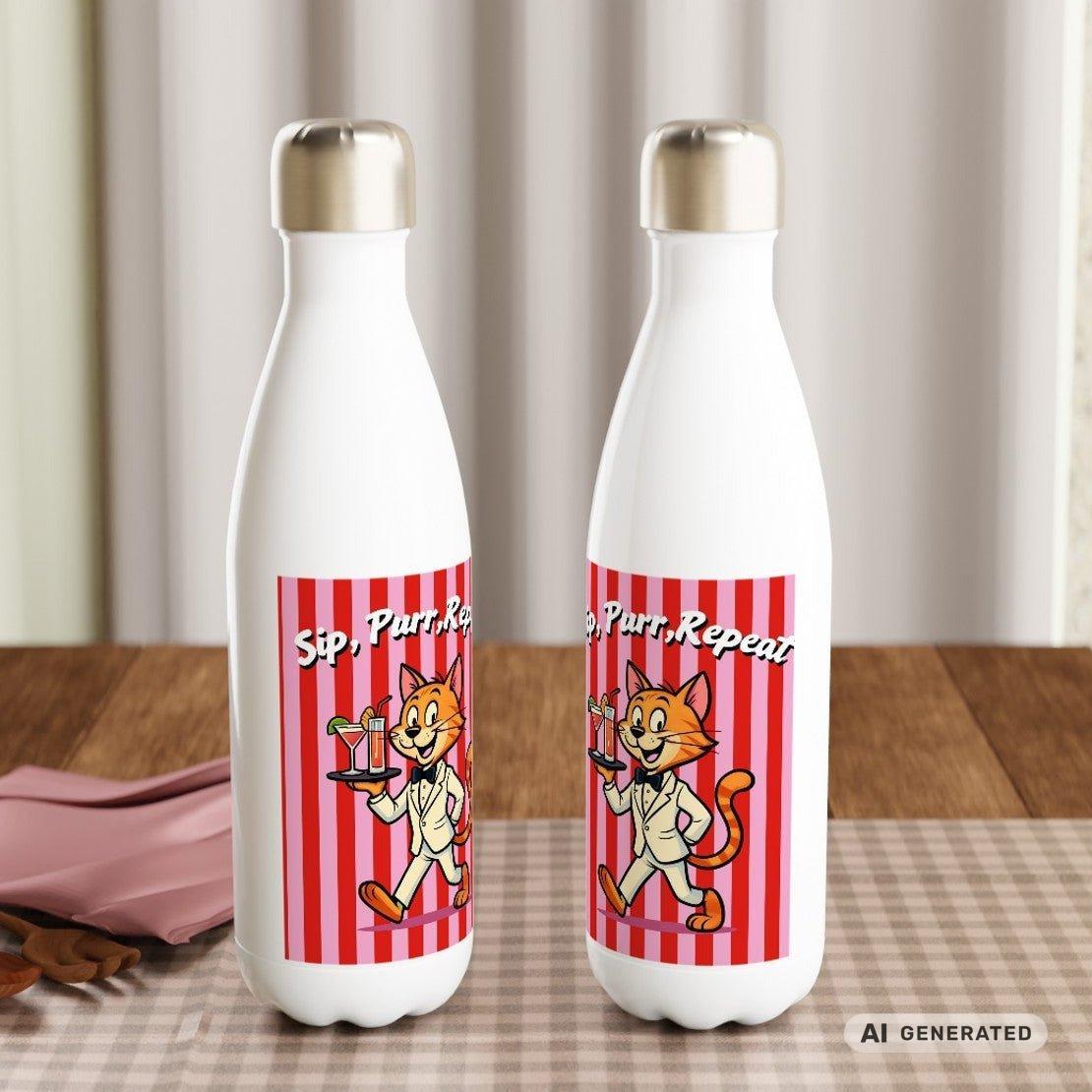 🐱💧 Katzen Trinkflasche "Sip, Purr, Repeat" | Isolierflasche 500 ml | Lustiges Geschenk für Katzenliebhaber - Sunbeamstore