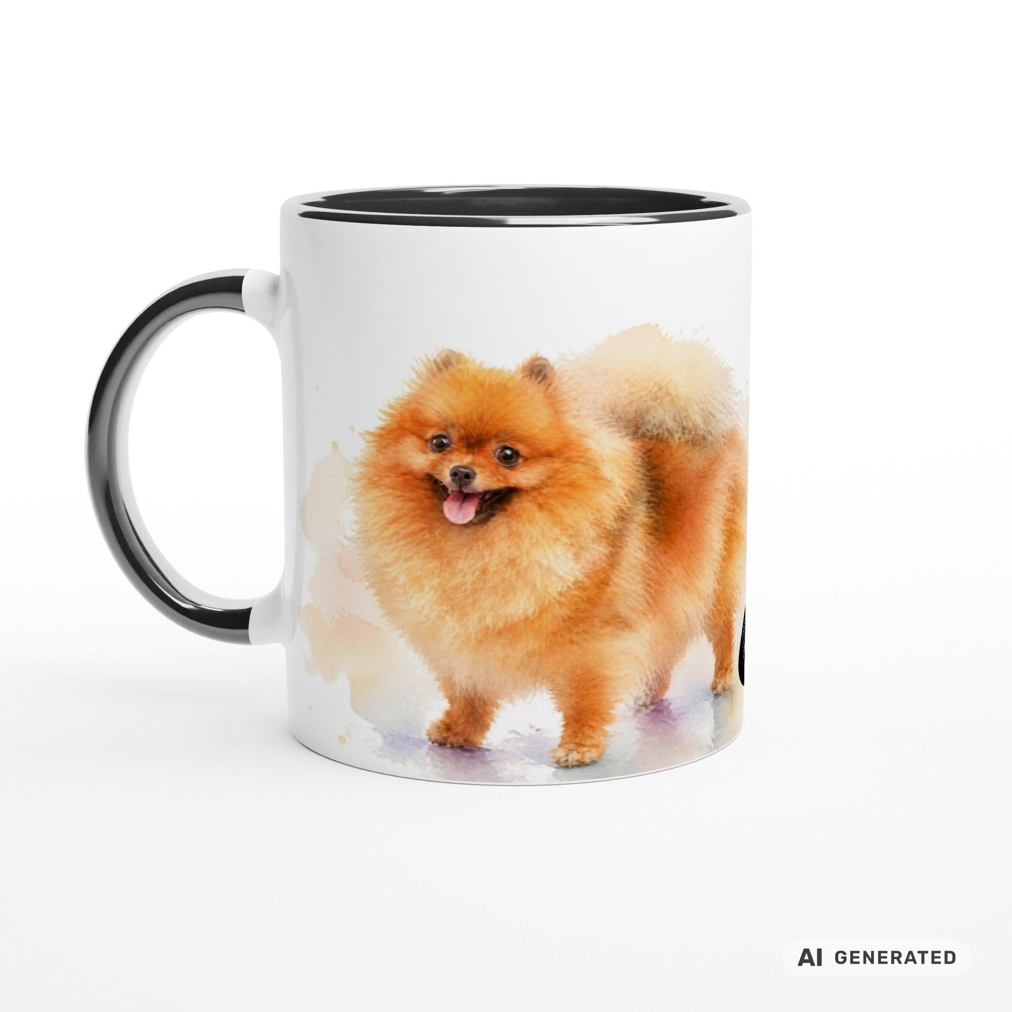 Personalisierte Pomeranian / Zwergspitz Tasse 11oz – Aquarell Hundemotiv mit Namen | Geschenk für Zwergspitz Besitzer | Keramiktasse mit Farbwahl - Sunbeamstore