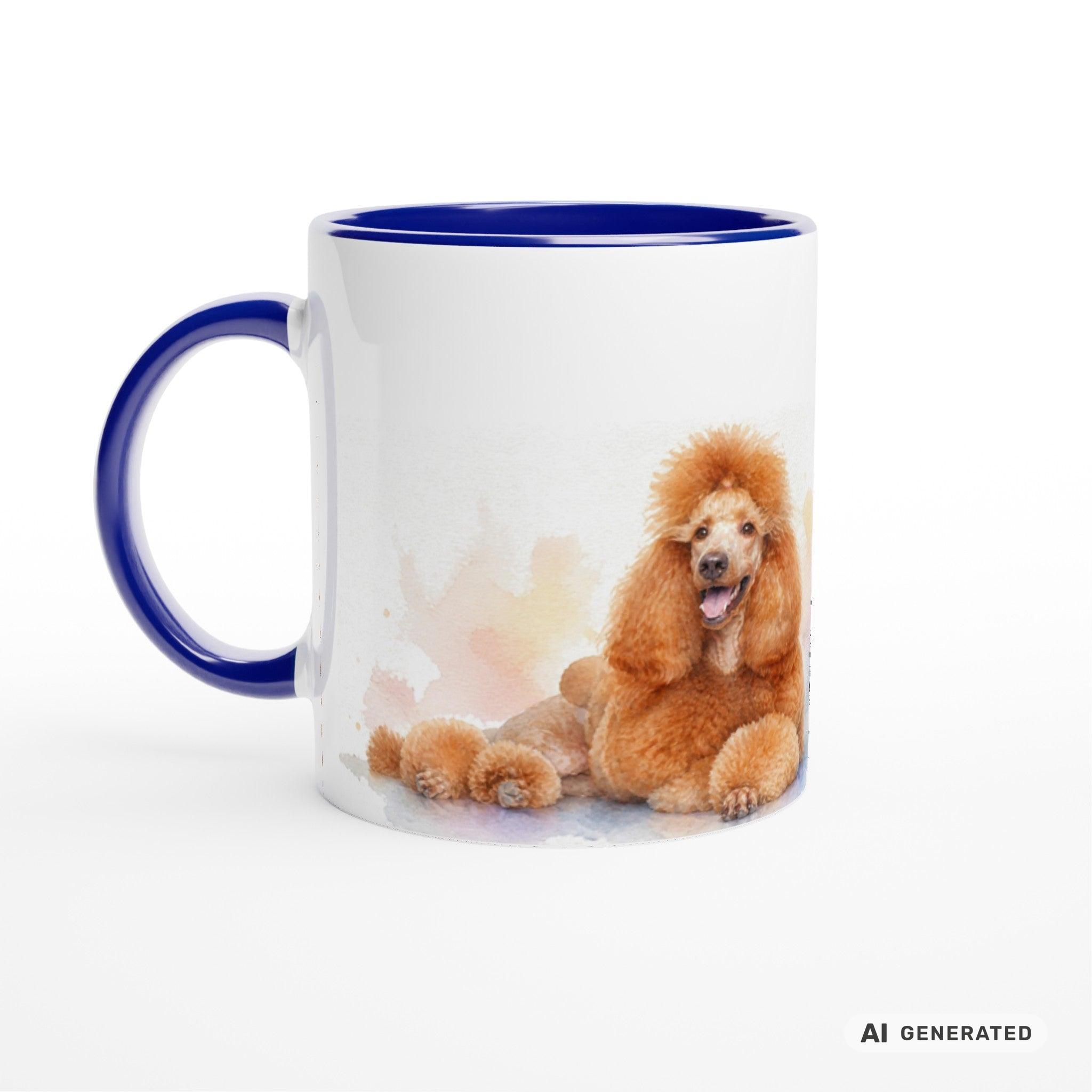 Personalisierte Pudel Tasse 11oz – Aquarell Hundemotiv mit Namen | Geschenk für Pudel Besitzer | Keramiktasse mit Farbwahl - Sunbeamstore