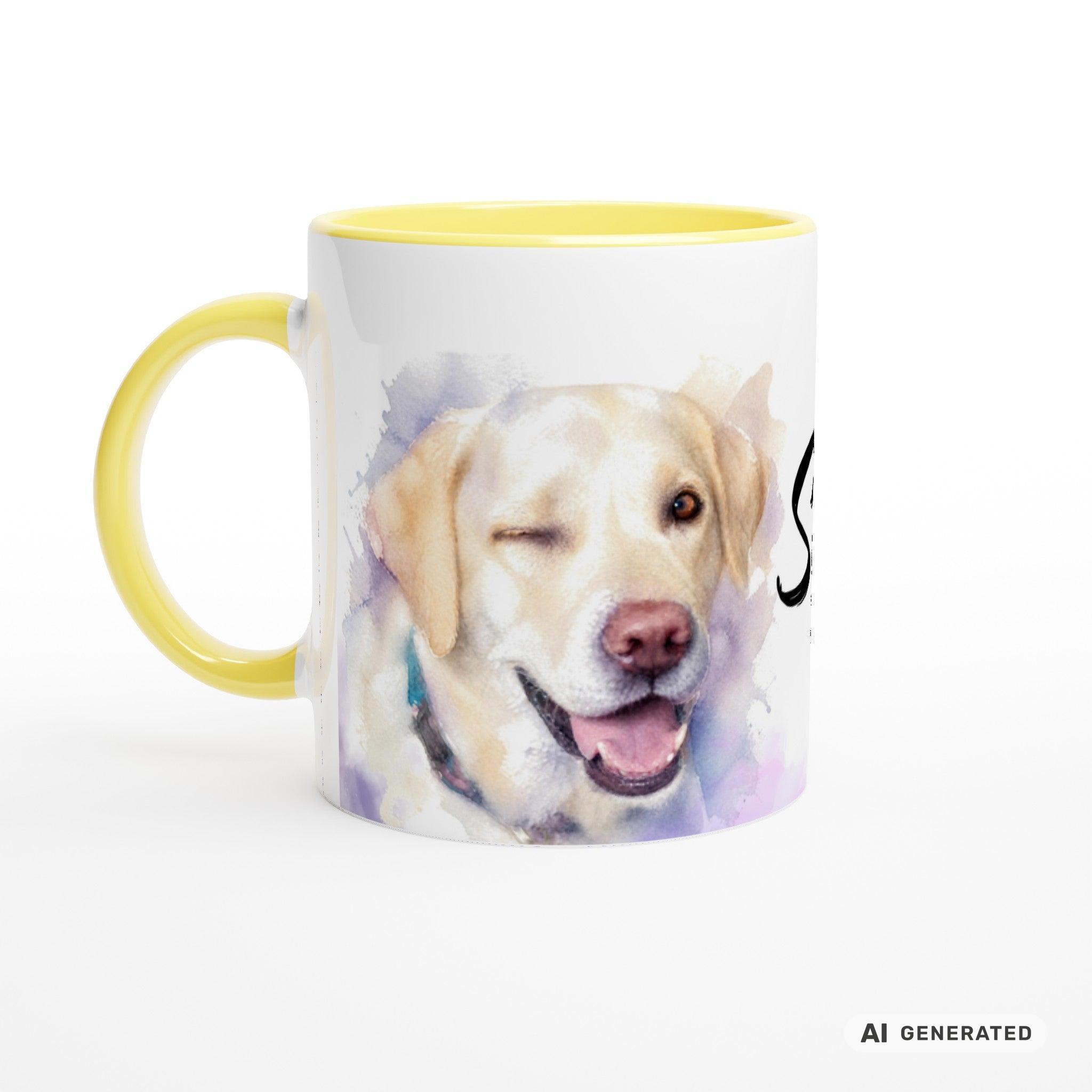 Personalisierte Labrador Retriever Tasse 11oz – Aquarell Hundemotiv mit Namen | Geschenk für Labrador Retriever Besitzer | Keramiktasse mit Farbwahl - Sunbeamstore