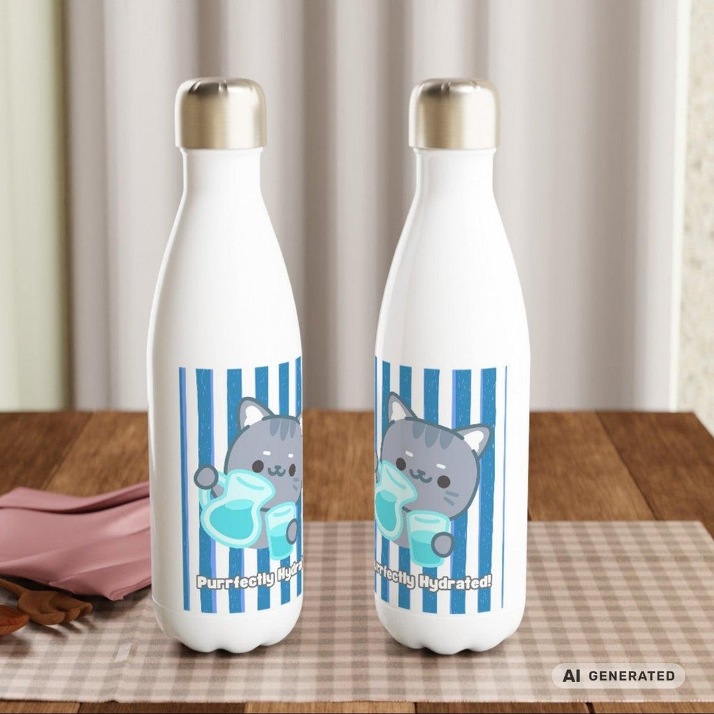 Edelstahl Trinkflasche Katze 500 ml – Purrfectly Hydrated | Süße Katzen Isolierflasche | Wiederverwendbare Wasserflasche | Geschenk für Katzenliebhaber - Sunbeamstore
