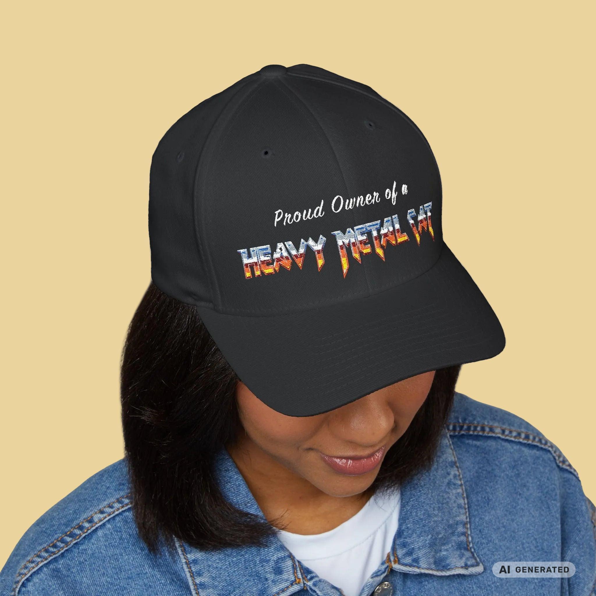 Heavy Metal Cat – Proud Owner Cap | Bestickte Flexfit Cap für Katzenfans, Metalheads & Rockfans - Sunbeamstore