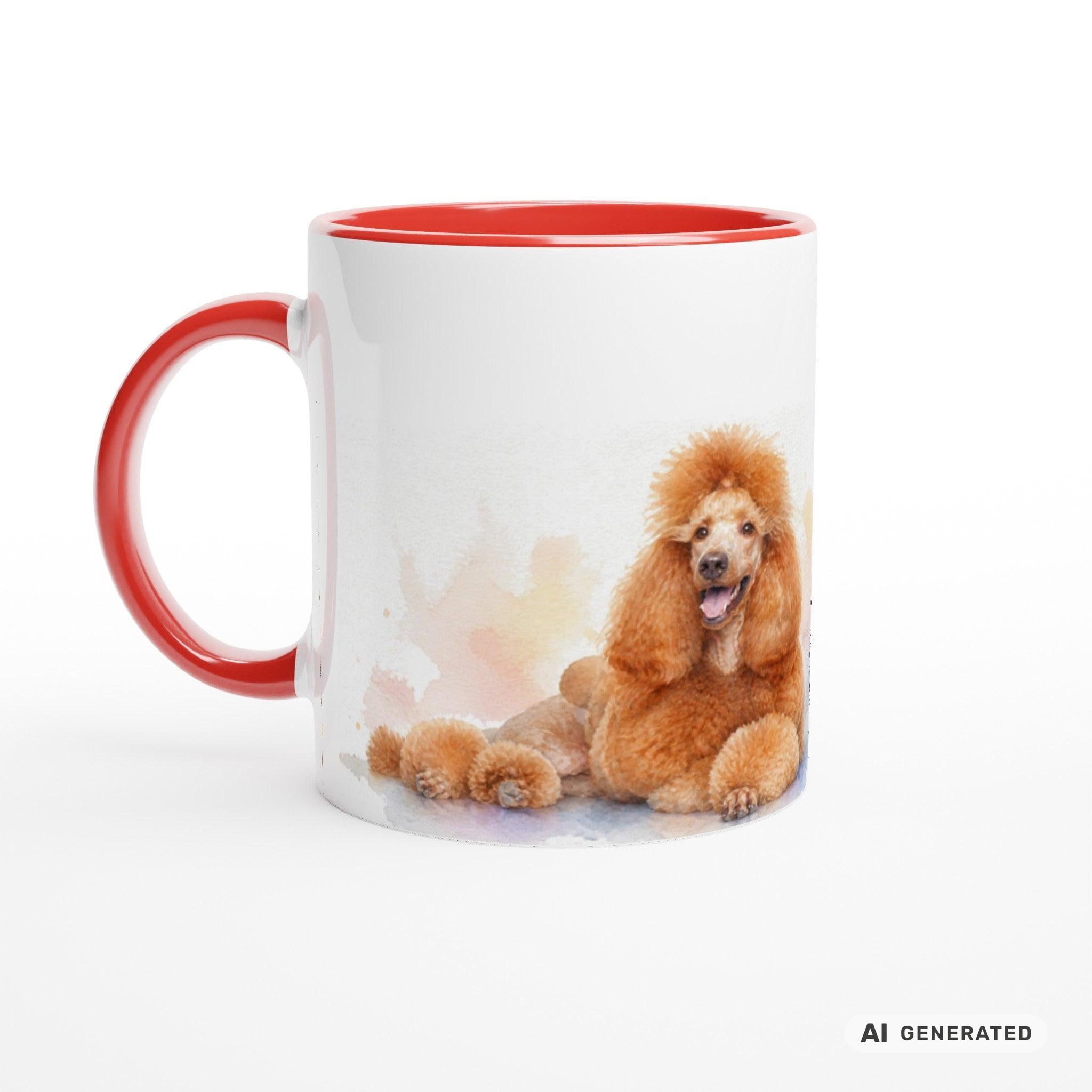 Personalisierte Pudel Tasse 11oz – Aquarell Hundemotiv mit Namen | Geschenk für Pudel Besitzer | Keramiktasse mit Farbwahl - Sunbeamstore