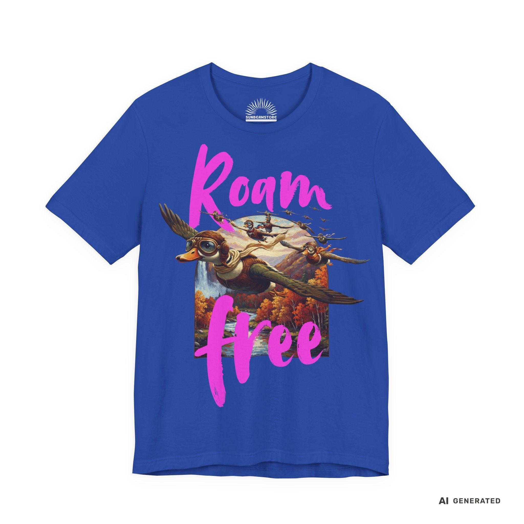 Roam Free – Aviator Ducks Art Shirt— Vintage Flying Duck Nature Shirt - Sunbeamstore