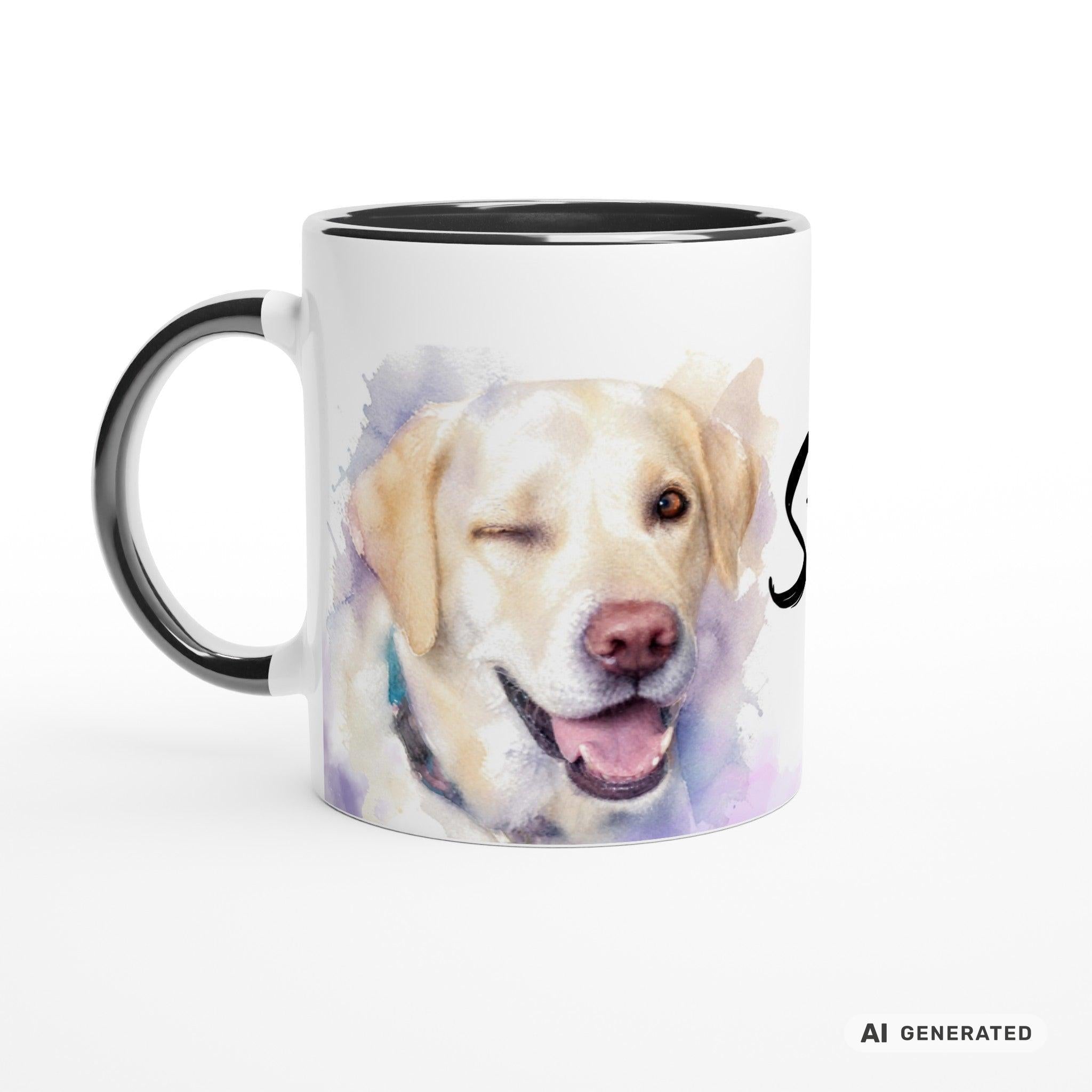 Personalisierte Labrador Retriever Tasse 11oz – Aquarell Hundemotiv mit Namen | Geschenk für Labrador Retriever Besitzer | Keramiktasse mit Farbwahl - Sunbeamstore