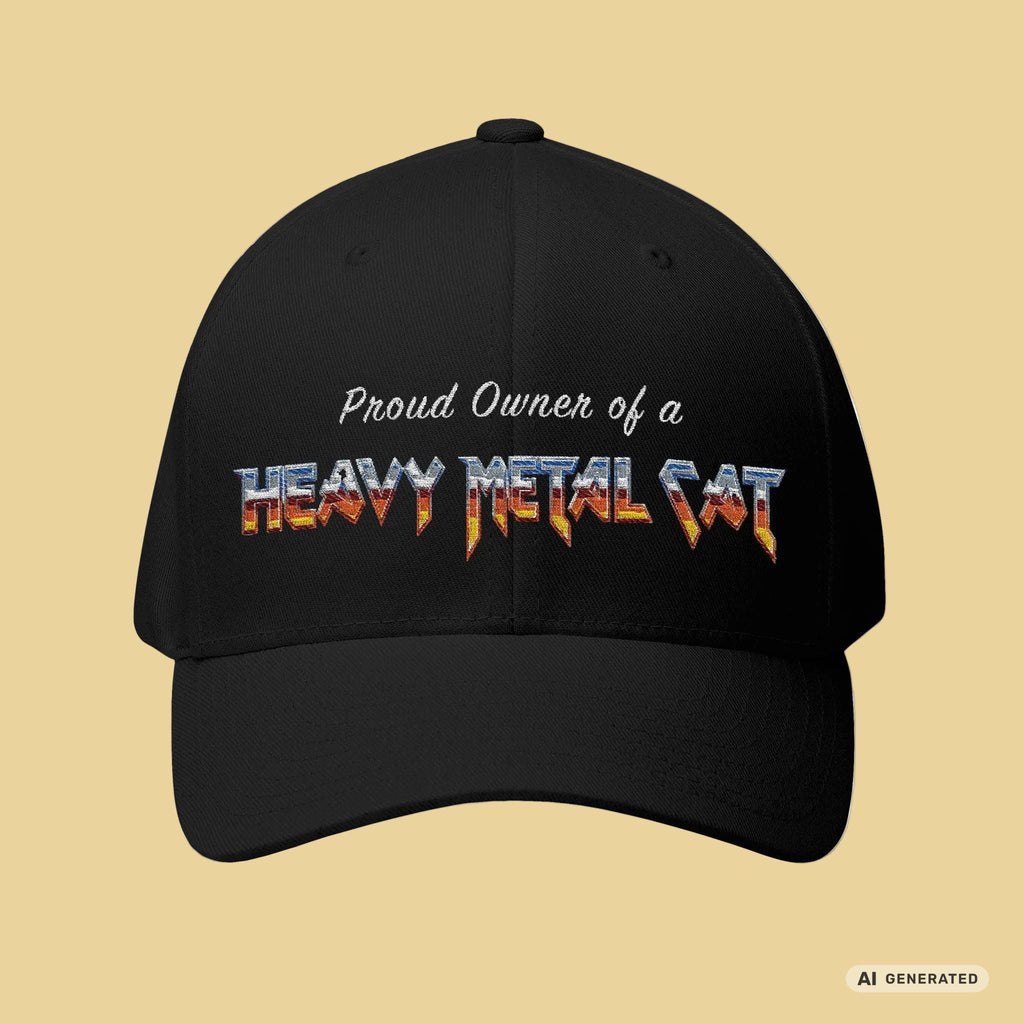 Heavy Metal Cat – Proud Owner Cap | Bestickte Flexfit Cap für Katzenfans, Metalheads & Rockfans - Sunbeamstore