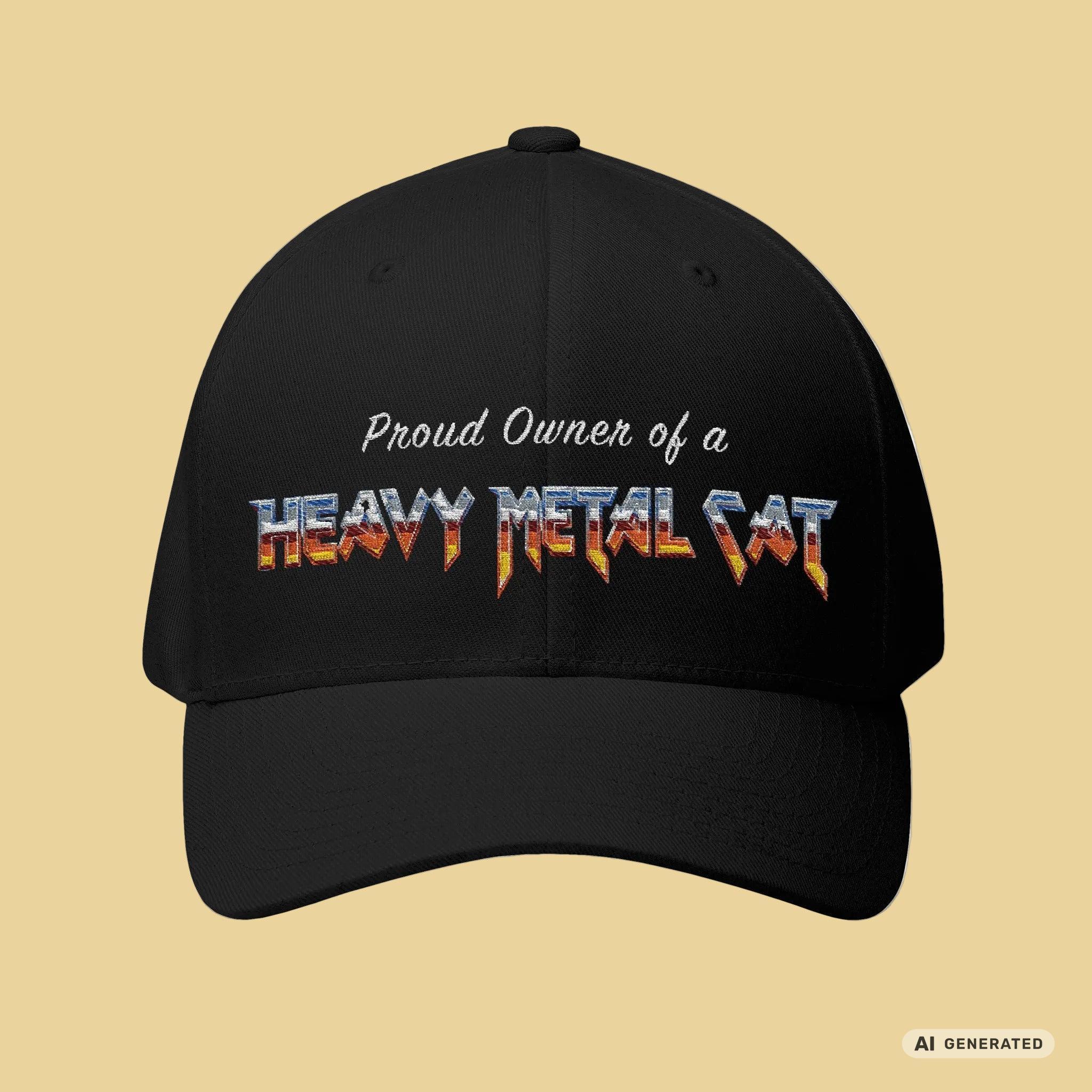 Heavy Metal Cat – Proud Owner Cap | Bestickte Flexfit Cap für Katzenfans, Metalheads & Rockfans - Sunbeamstore