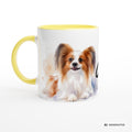Personalisierte Papillon Tasse 11oz – Aquarell Hundemotiv mit Namen | Geschenk für Papillon Besitzer | Keramiktasse mit Farbwahl - Sunbeamstore