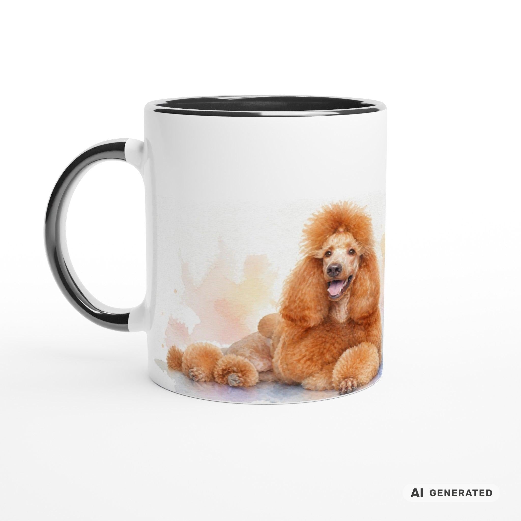 Personalisierte Pudel Tasse 11oz – Aquarell Hundemotiv mit Namen | Geschenk für Pudel Besitzer | Keramiktasse mit Farbwahl - Sunbeamstore