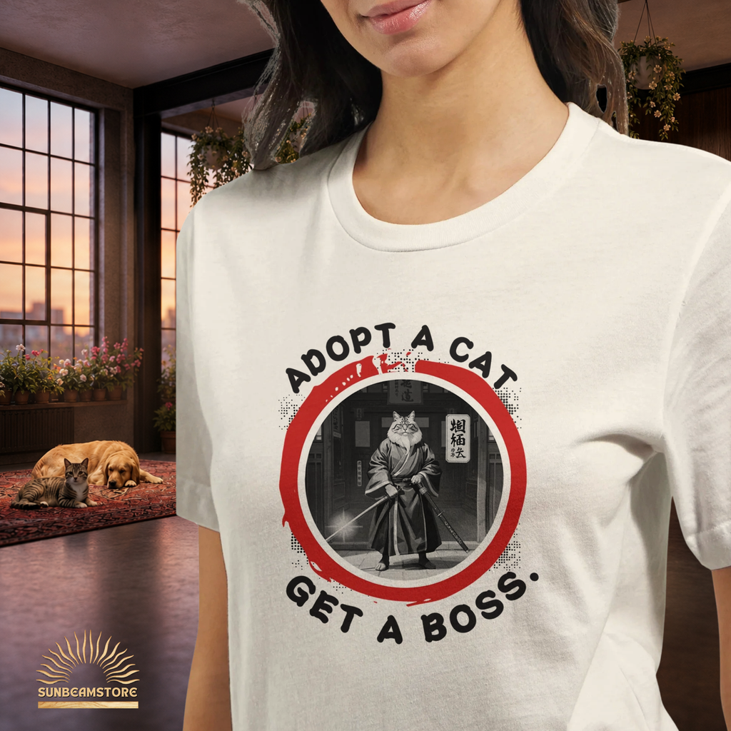 Adopt a Cat Get a Boss T-Shirt – Lustiges Katzen Shirt, Tierheim Katze, Adopt Don’t Shop, Katzenliebhaber Geschenk, Streetwear Design