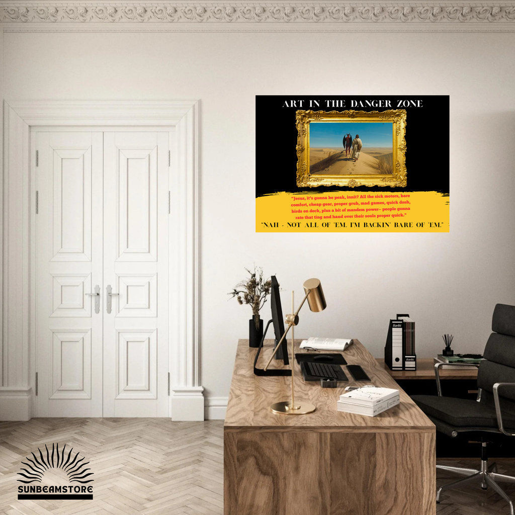 Art in the Danger Zone Poster – surreale Kunst mit Humor | moderne Wandkunst Statement | Concept Art Print  A3 29,7x42cm