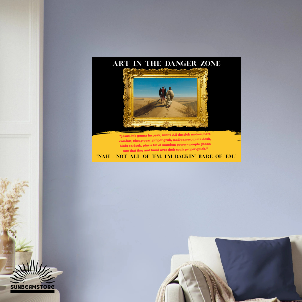 Art in the Danger Zone Poster – surreale Kunst mit Humor | moderne Wandkunst Statement | Concept Art Print  A3 29,7x42cm