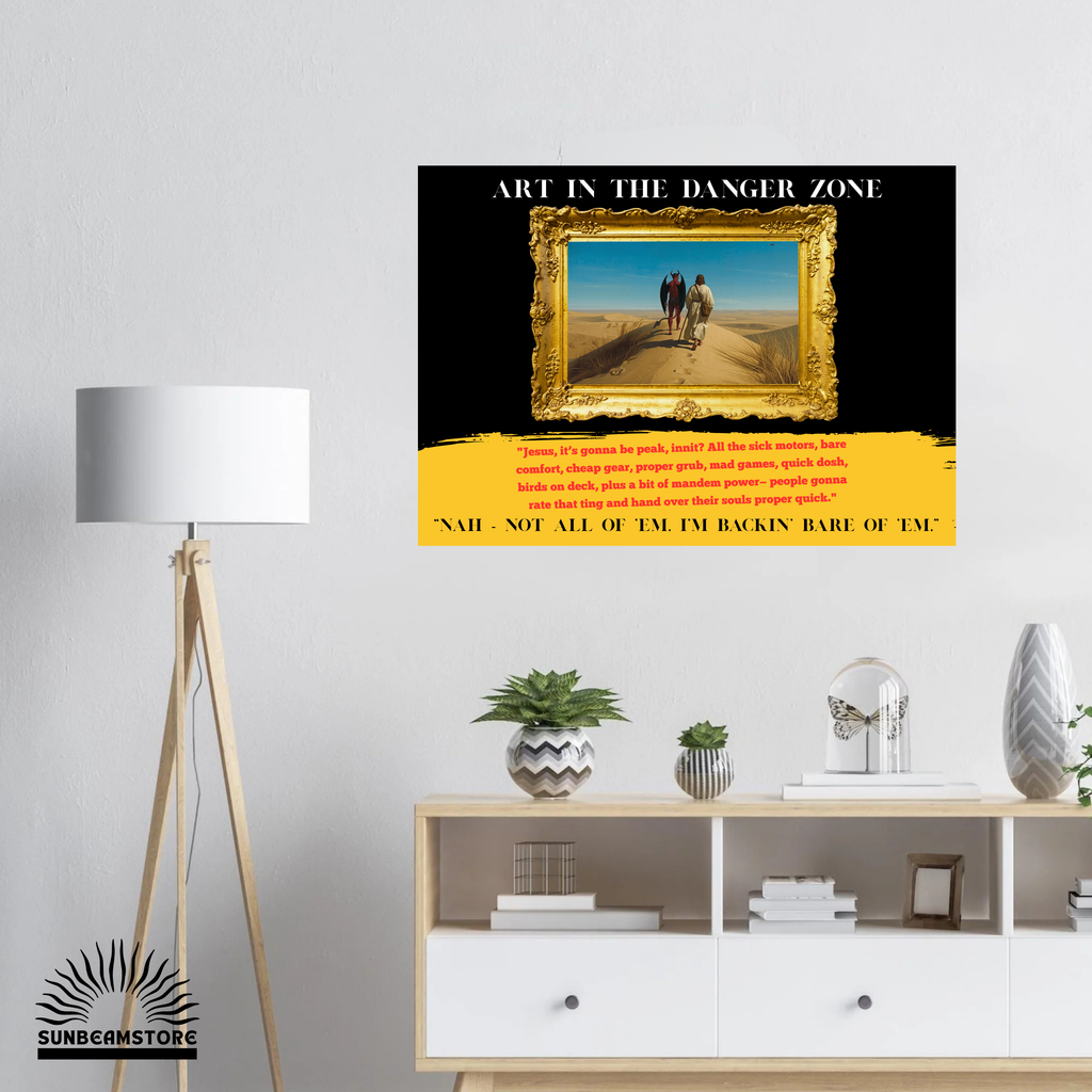Art in the Danger Zone Poster – surreale Kunst mit Humor | moderne Wandkunst Statement | Concept Art Print  A3 29,7x42cm