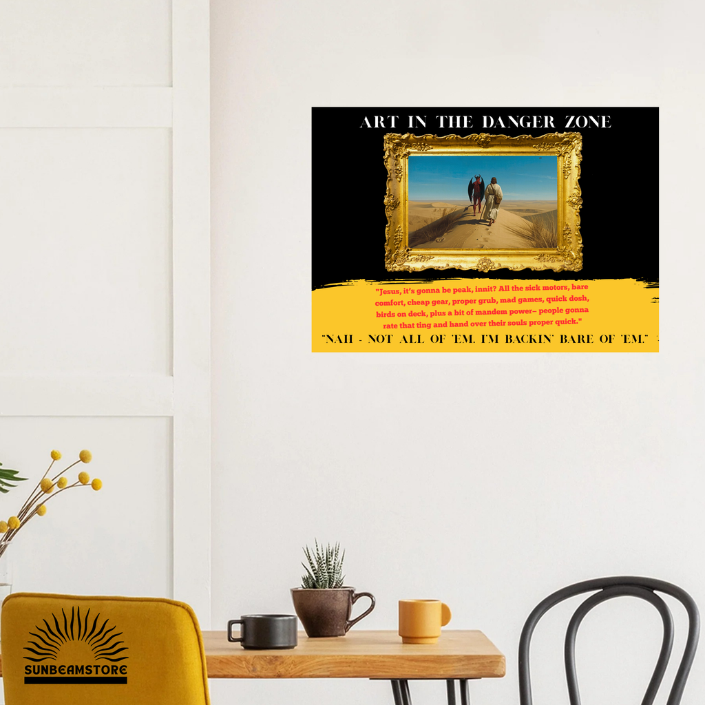 Art in the Danger Zone Poster – surreale Kunst mit Humor | moderne Wandkunst Statement | Concept Art Print  A3 29,7x42cm