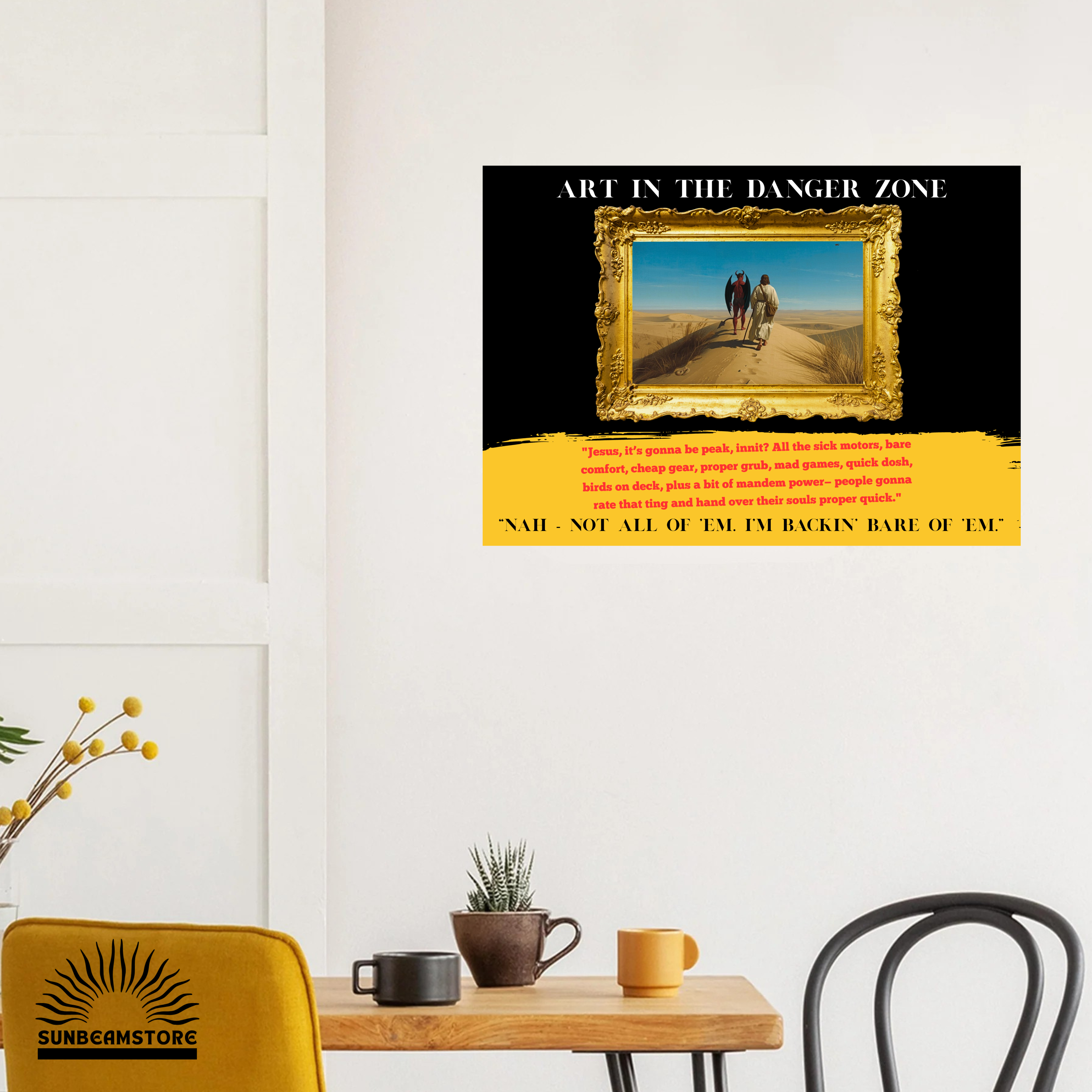 Art in the Danger Zone Poster – surreale Kunst mit Humor | moderne Wandkunst Statement | Concept Art Print  A3 29,7x42cm