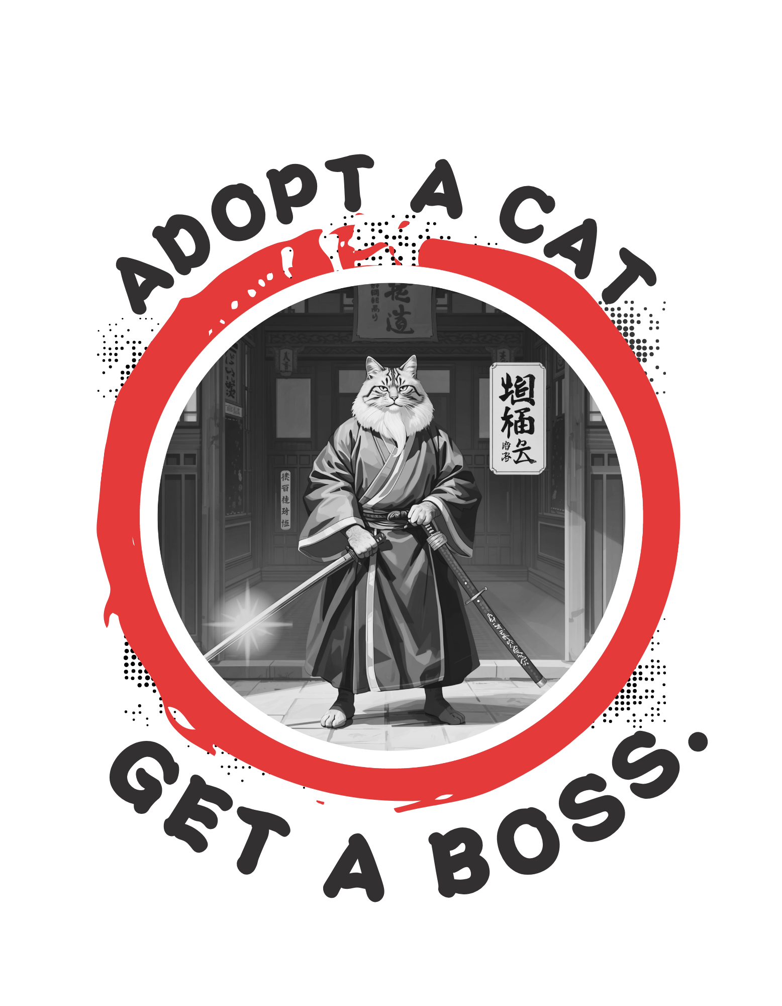 Adopt a Cat Get a Boss T-Shirt – Lustiges Katzen Shirt, Tierheim Katze, Adopt Don’t Shop, Katzenliebhaber Geschenk, Streetwear Design