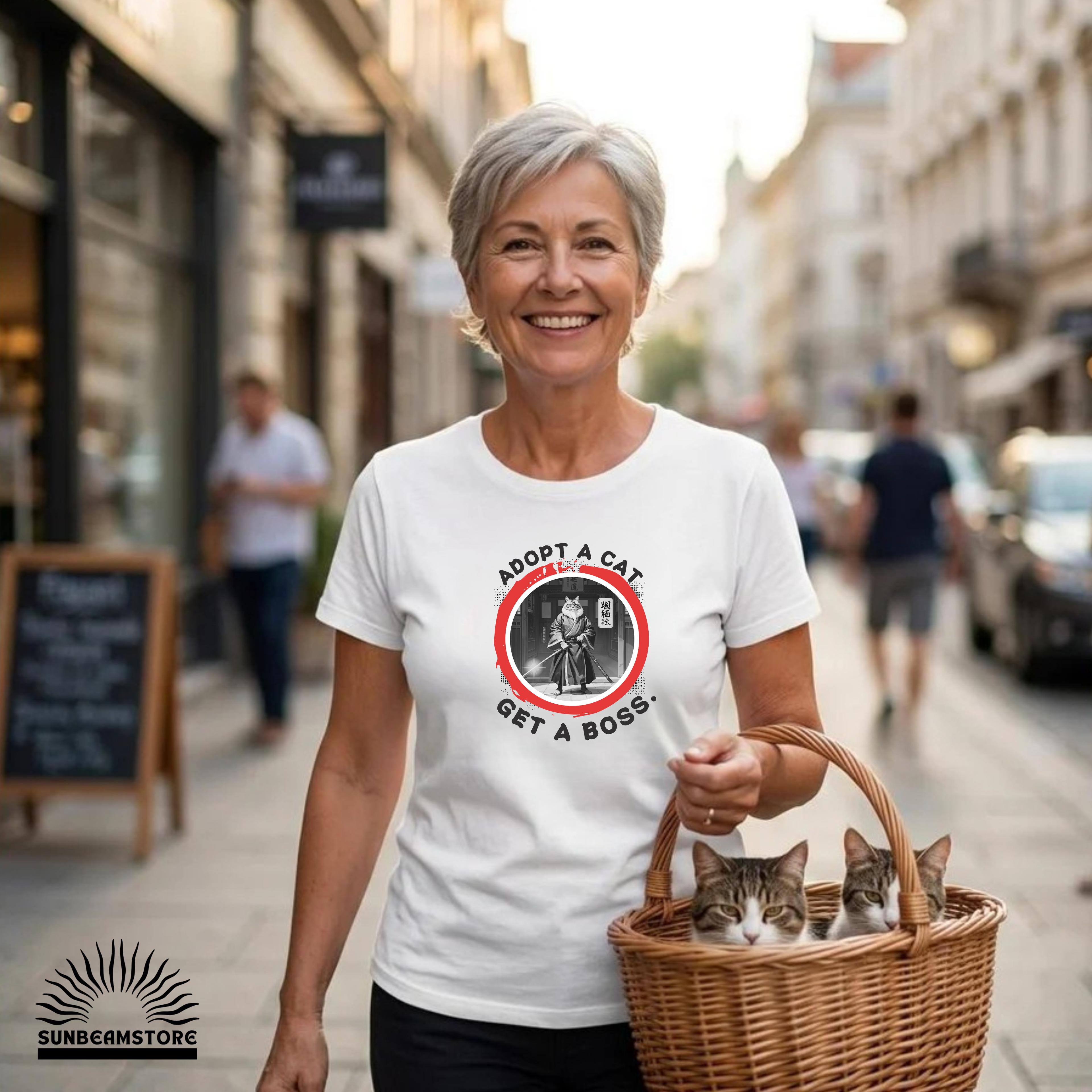 Adopt a Cat Get a Boss T-Shirt – Lustiges Katzen Shirt, Tierheim Katze, Adopt Don’t Shop, Katzenliebhaber Geschenk, Streetwear Design