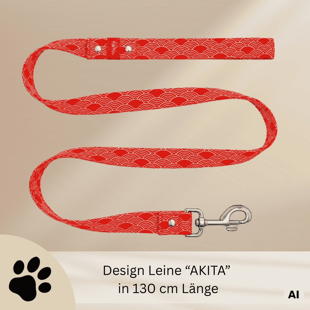 AKITA – Design-Hundeleine mit japanischem Wellenmuster & Metallbeschlägen - Sunbeamstore