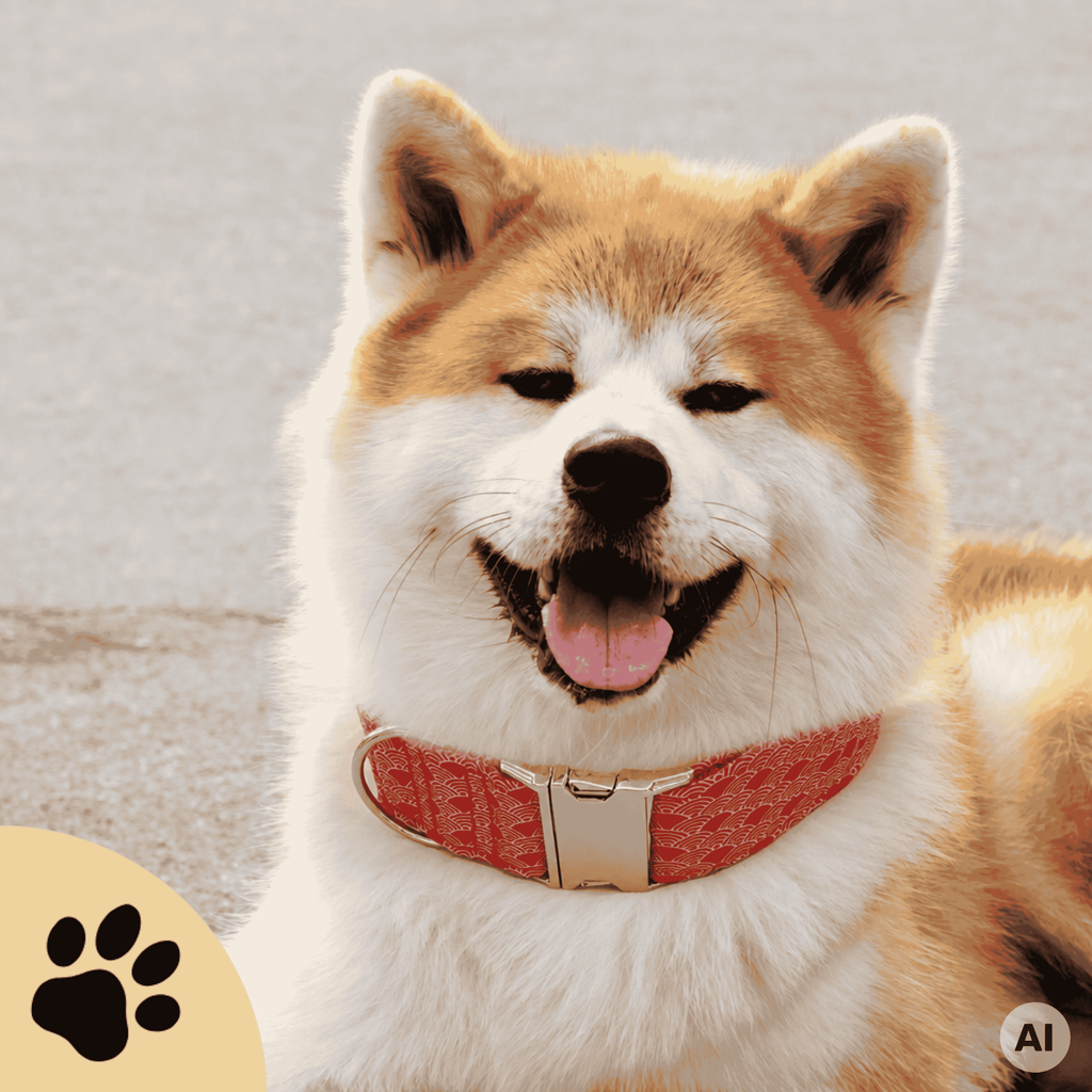 AKITA – Design-Hundehalsband mit japanischem Wellenmuster & Metallverschluss - Sunbeamstore